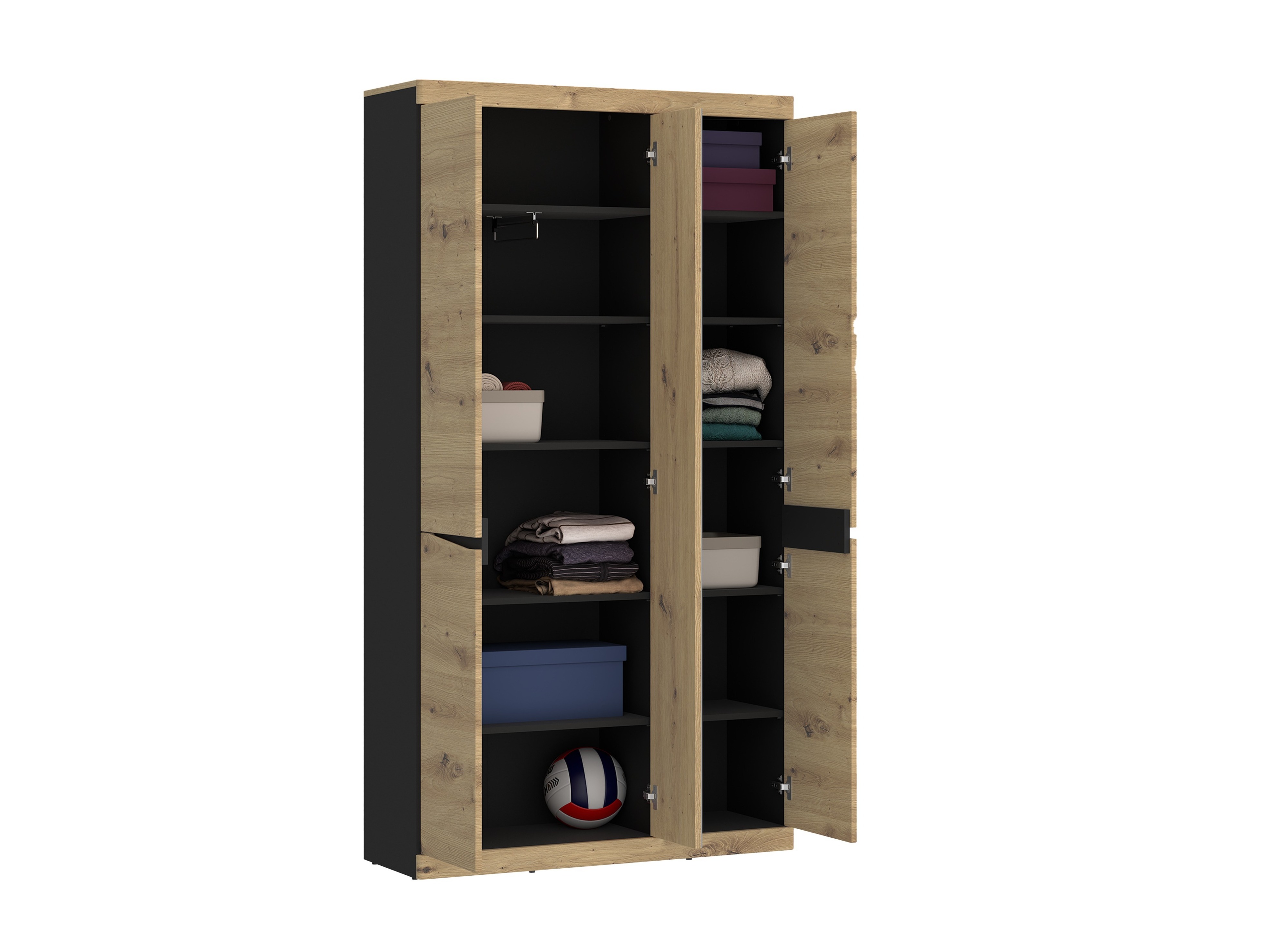Wardrobe Venlori 139 (Anthracite + Artisan oak)