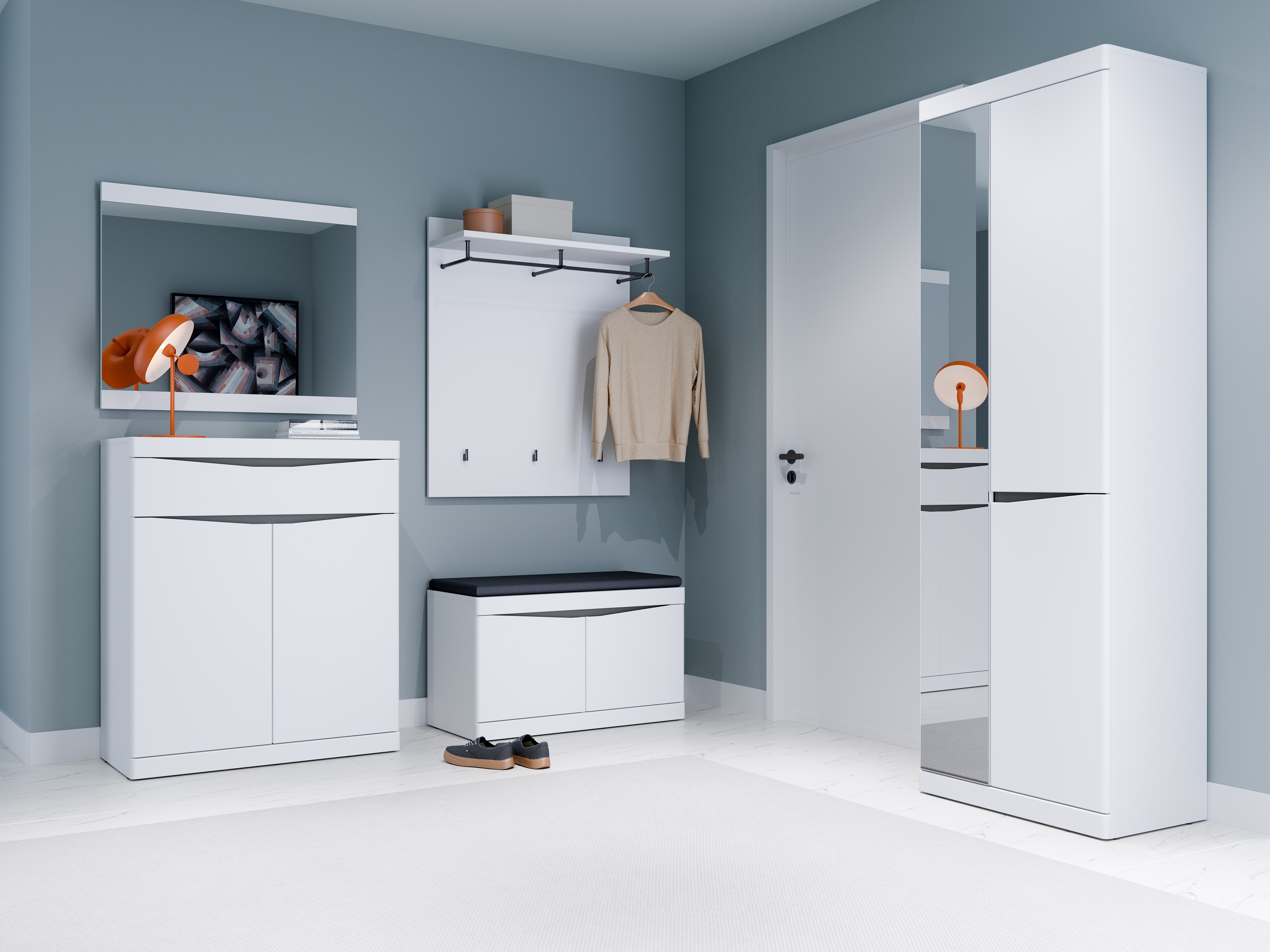 Wardrobe Venlori 139 (White + Graphite)