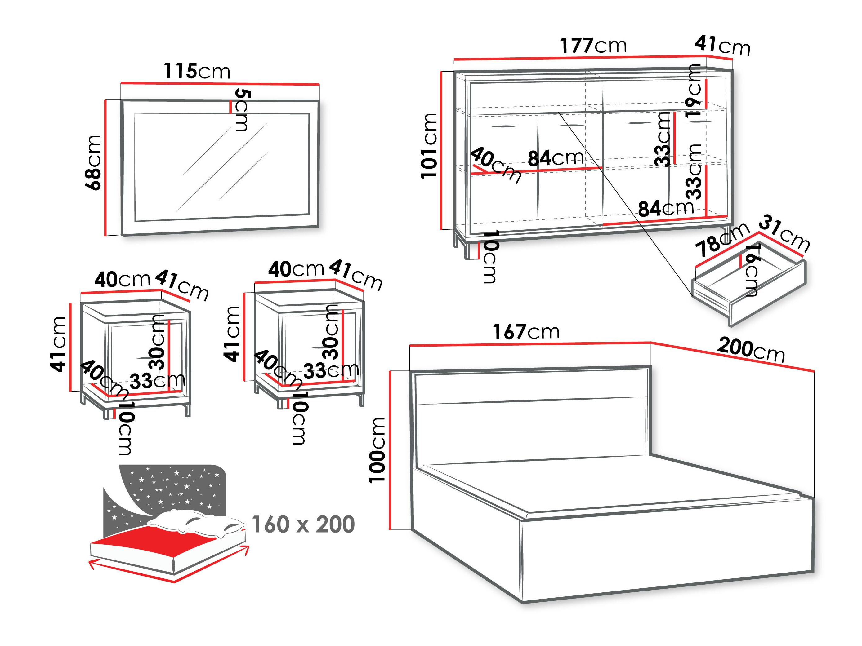 Bedroom set Etrmoni 122 (Light wood)