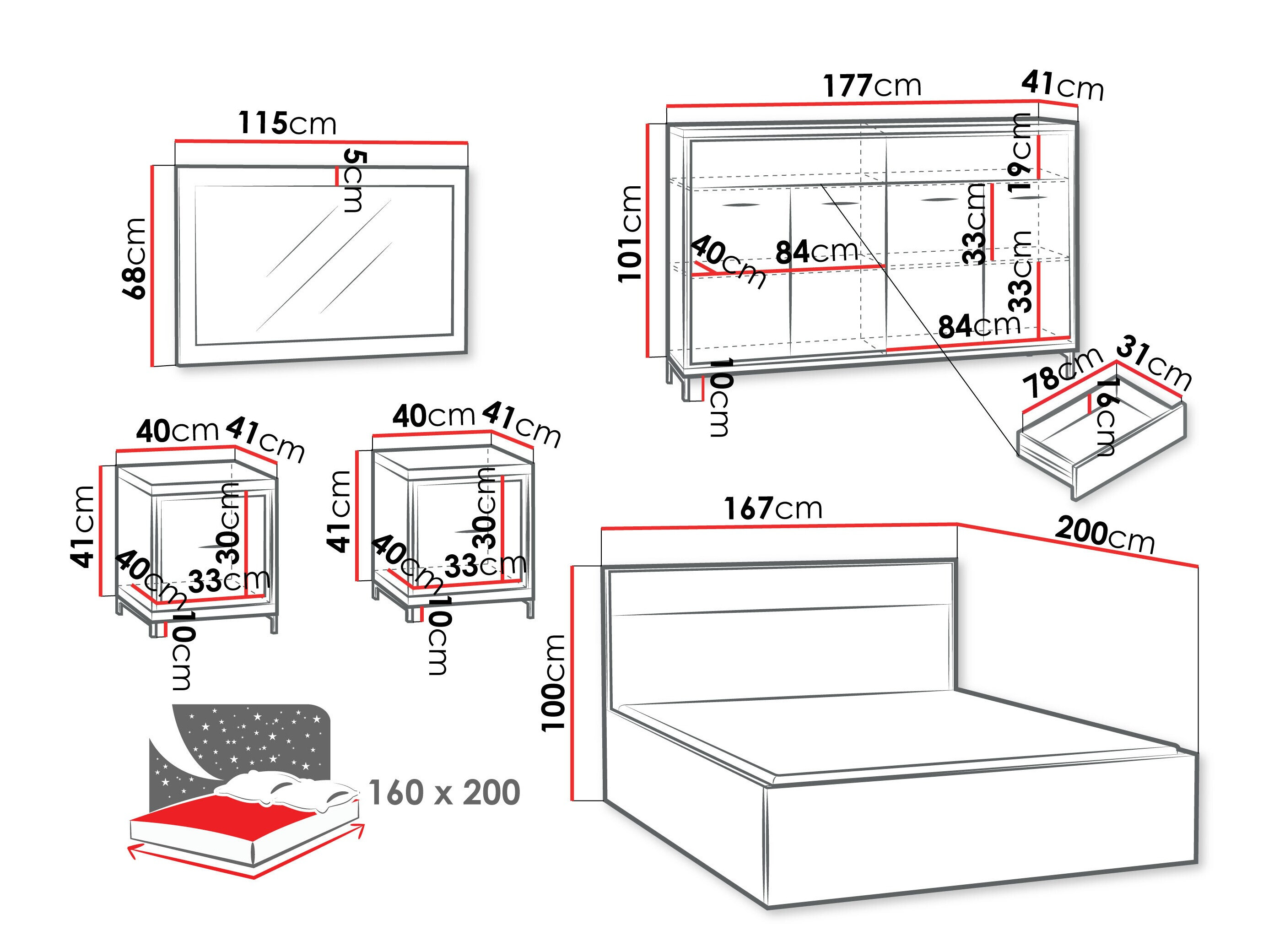 Bedroom set Etrmoni 122 (Light wood)