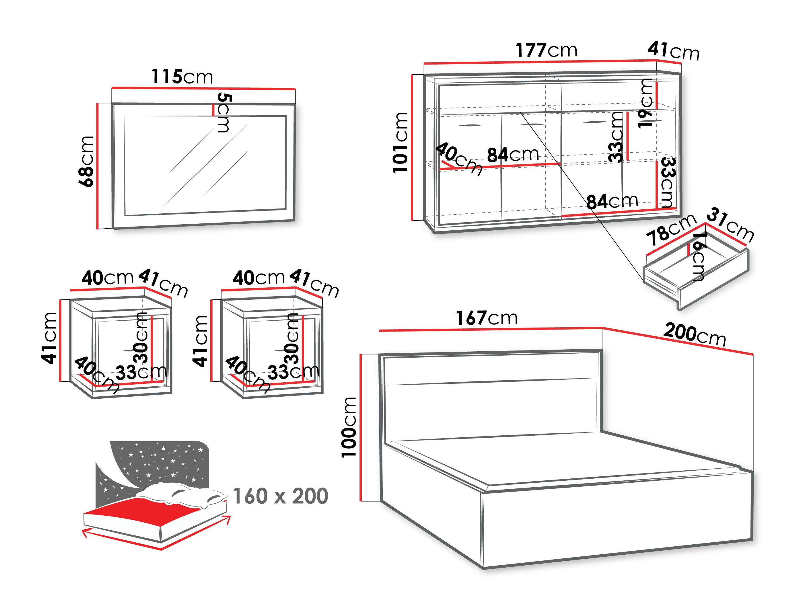 Bedroom set Etrmoni 122 (Light wood)