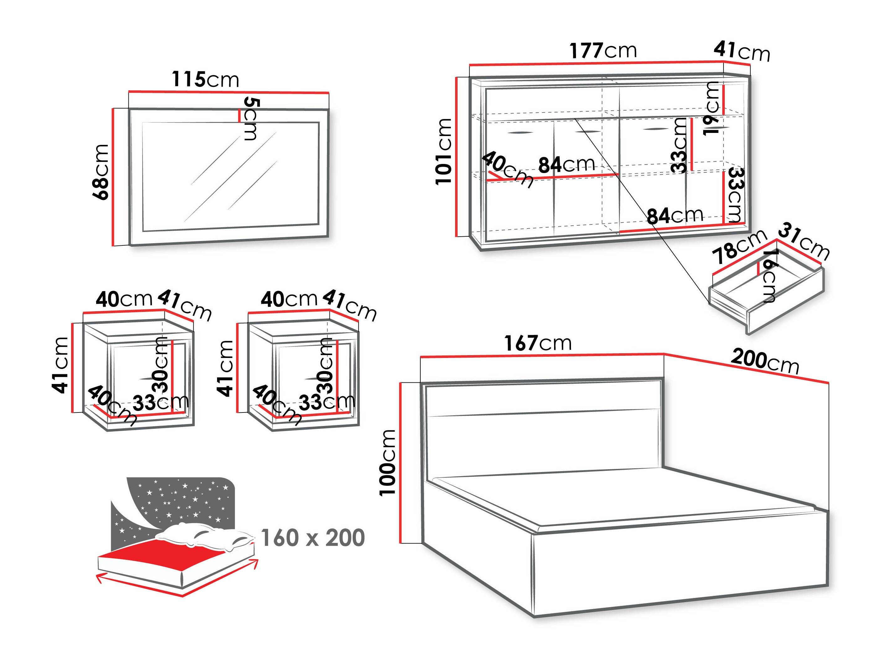Bedroom set Etrmoni 122 (Light wood)