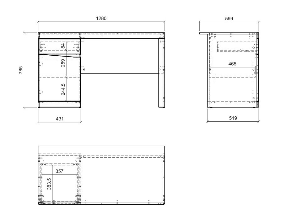 Home office set Venlori 130 (White + Graphite)