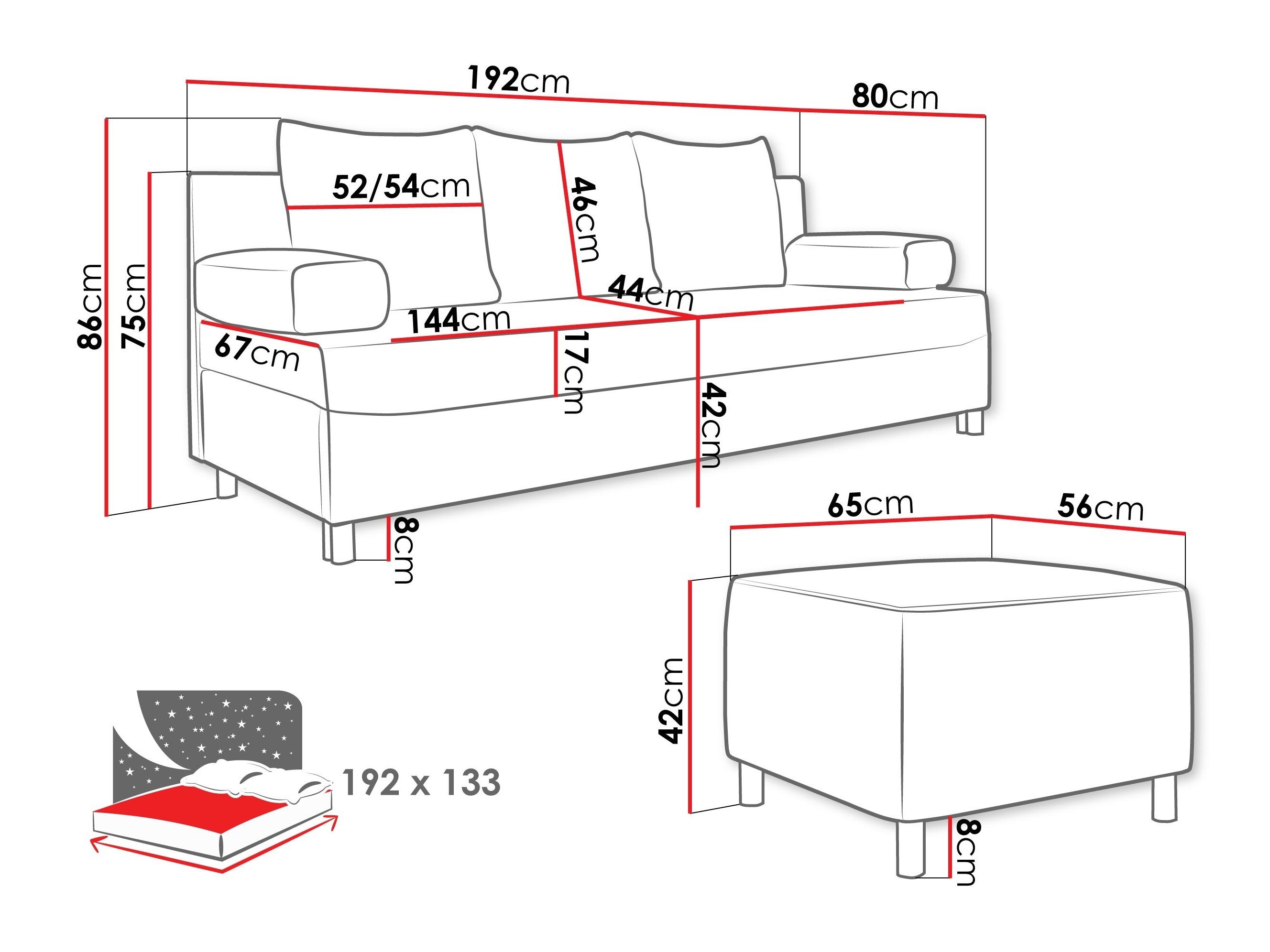 Upholstered furniture set Comfivo Artes (Alova 36 + Alova 07)