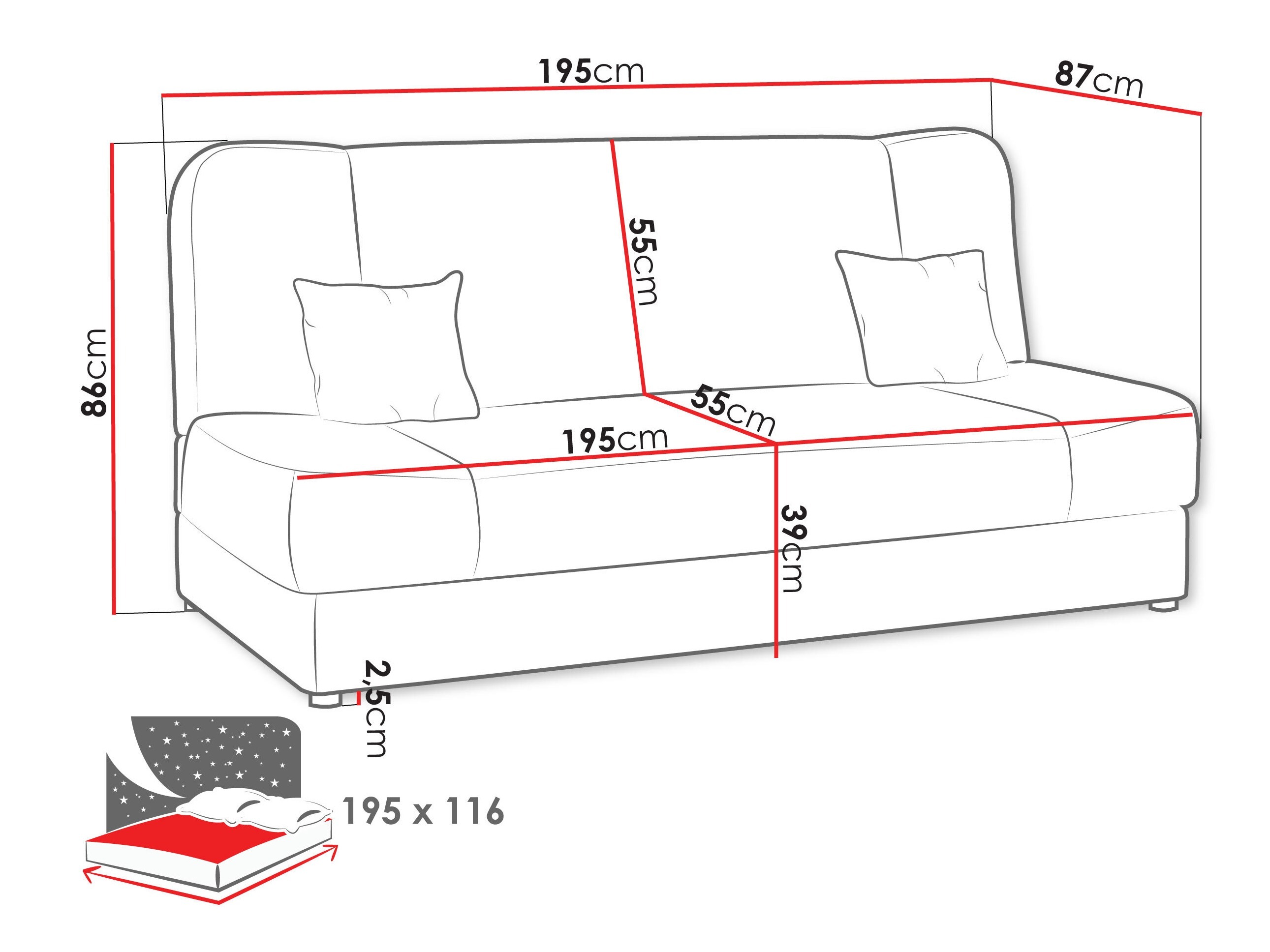 Sofa bed Comfivo Cera III (Poso 01)