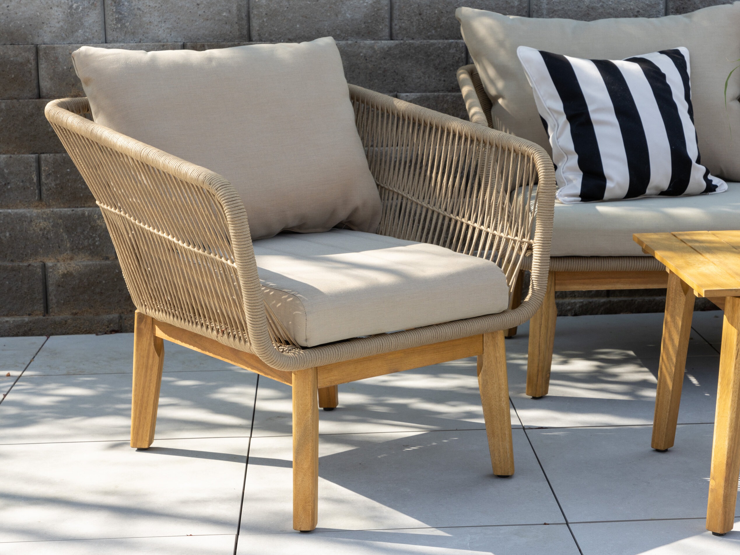 Outdoor furniture set Dallas 661 (Light beige + Acacia)