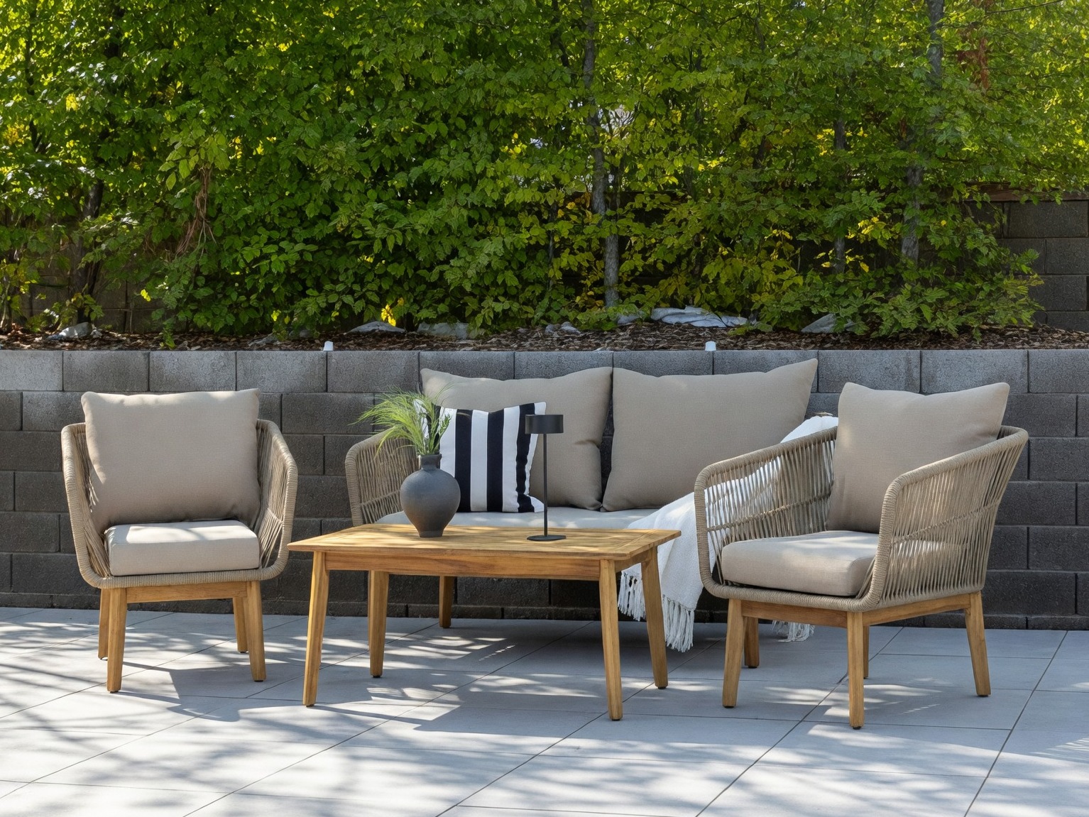 Outdoor furniture set Dallas 661 (Light beige + Acacia)