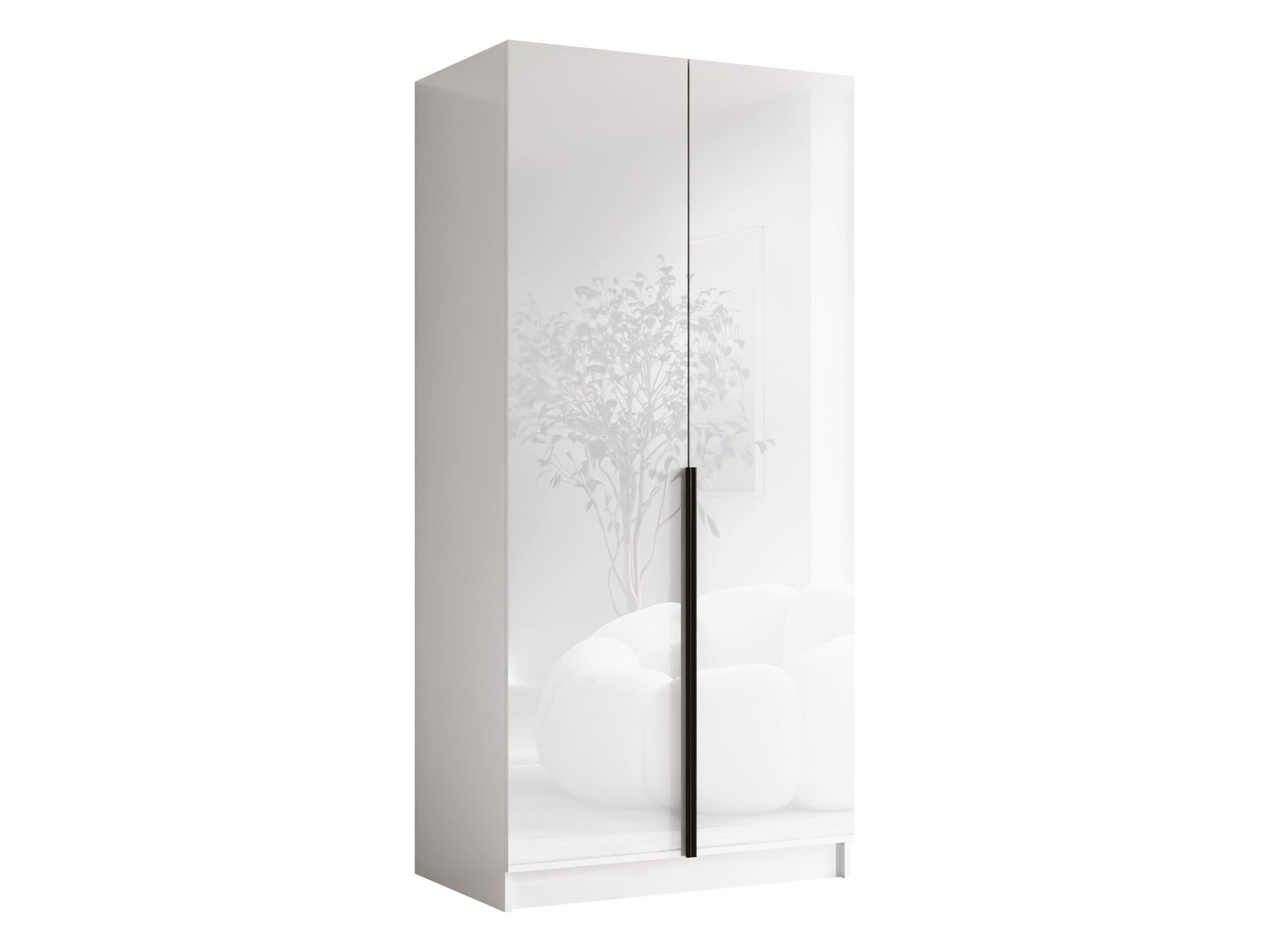 Wardrobe Closico Staton I (White + Glossy white)