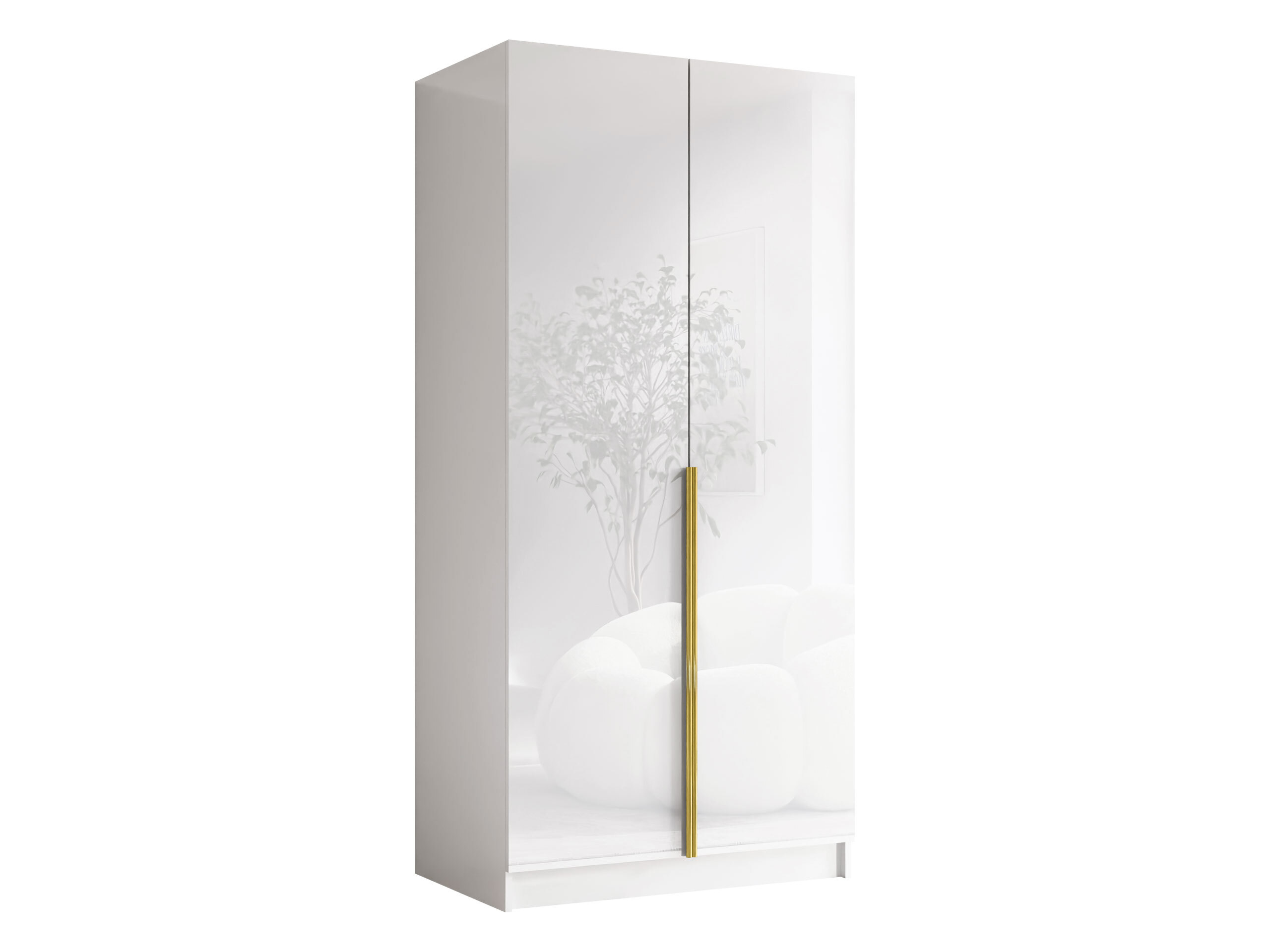Wardrobe Closico Staton I (White + Glossy white)