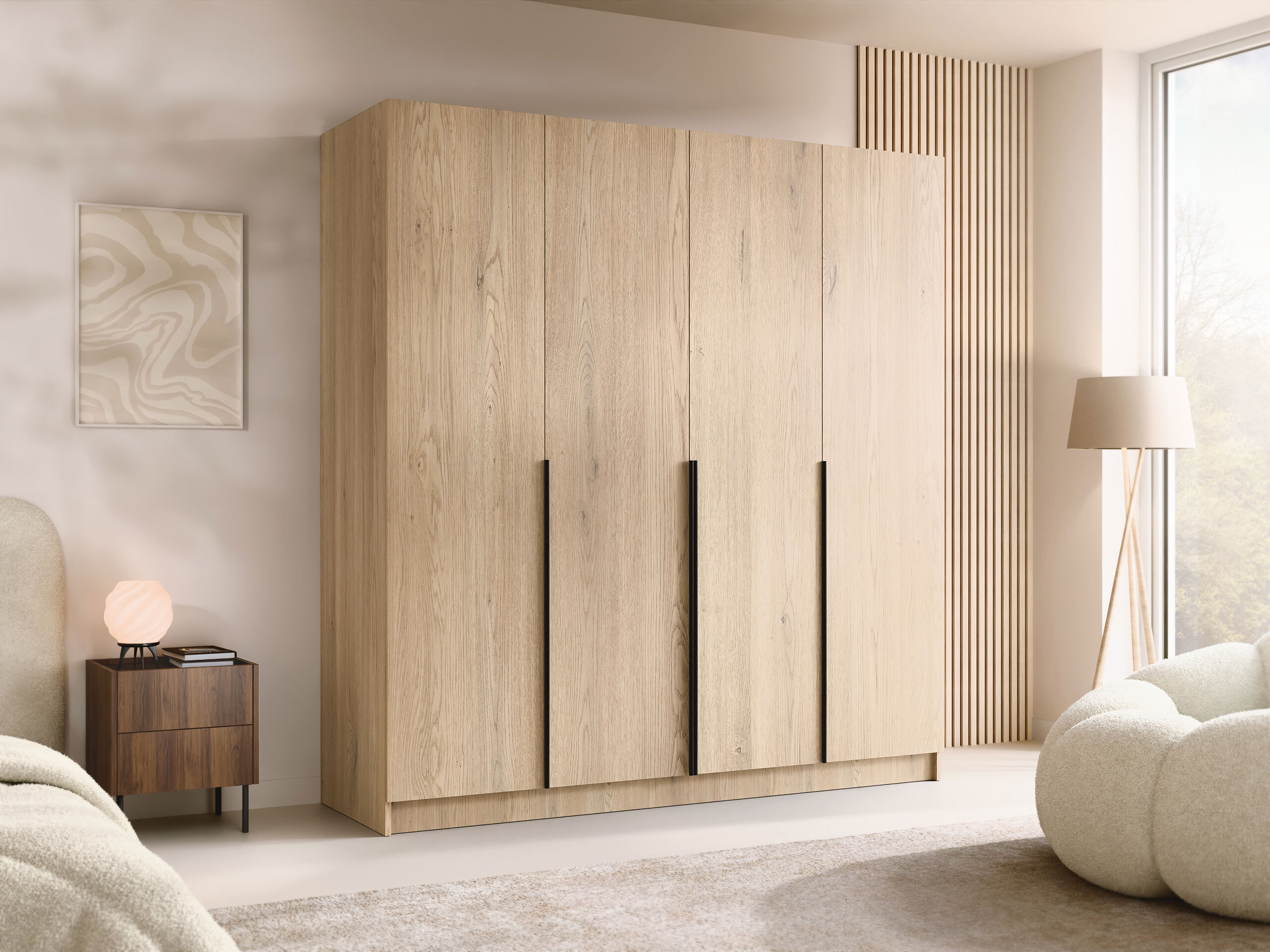 Wardrobe Closico Navor I (Light wood + Black)