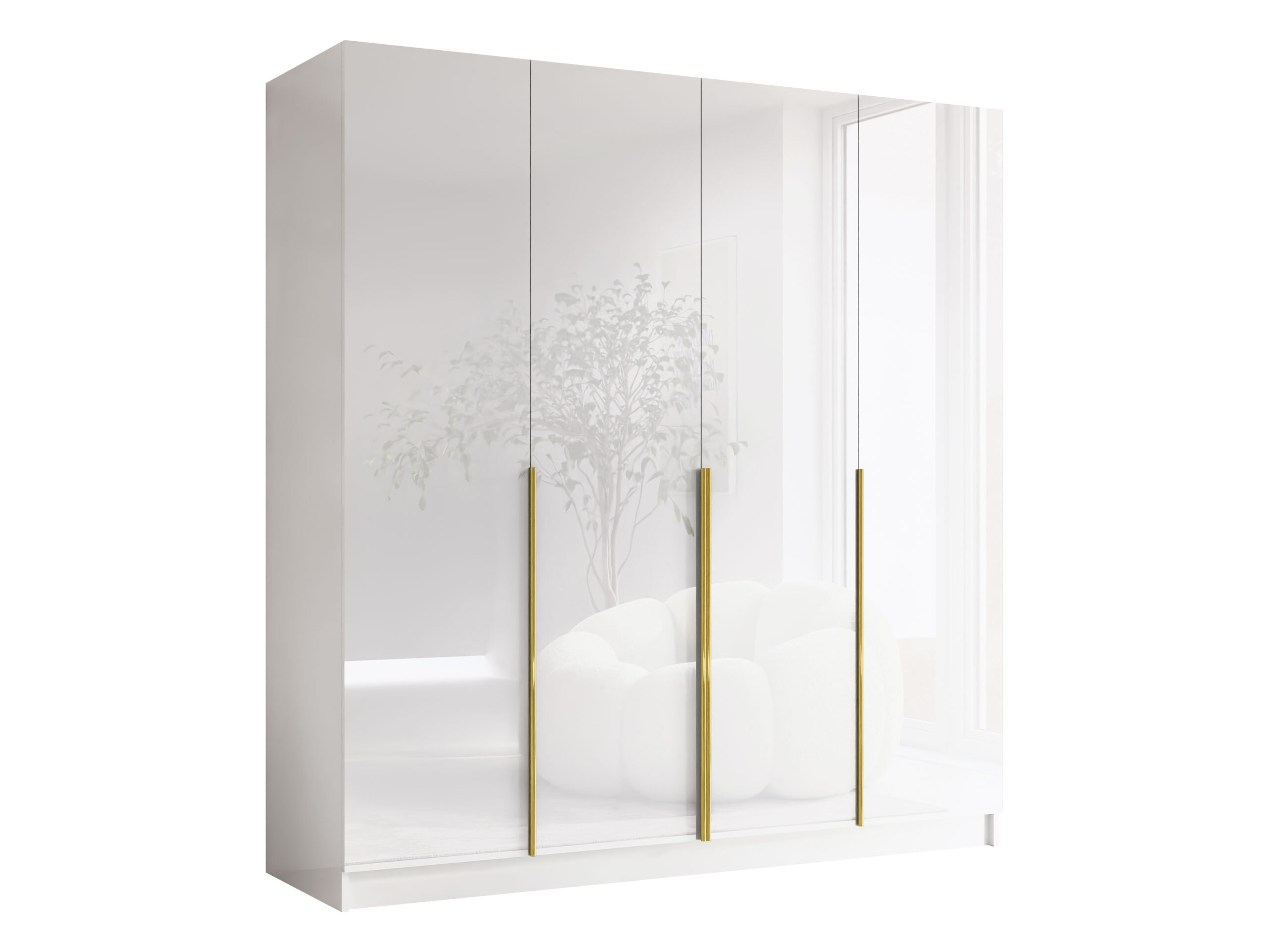 Wardrobe Closico Navor I (White + Glossy white)