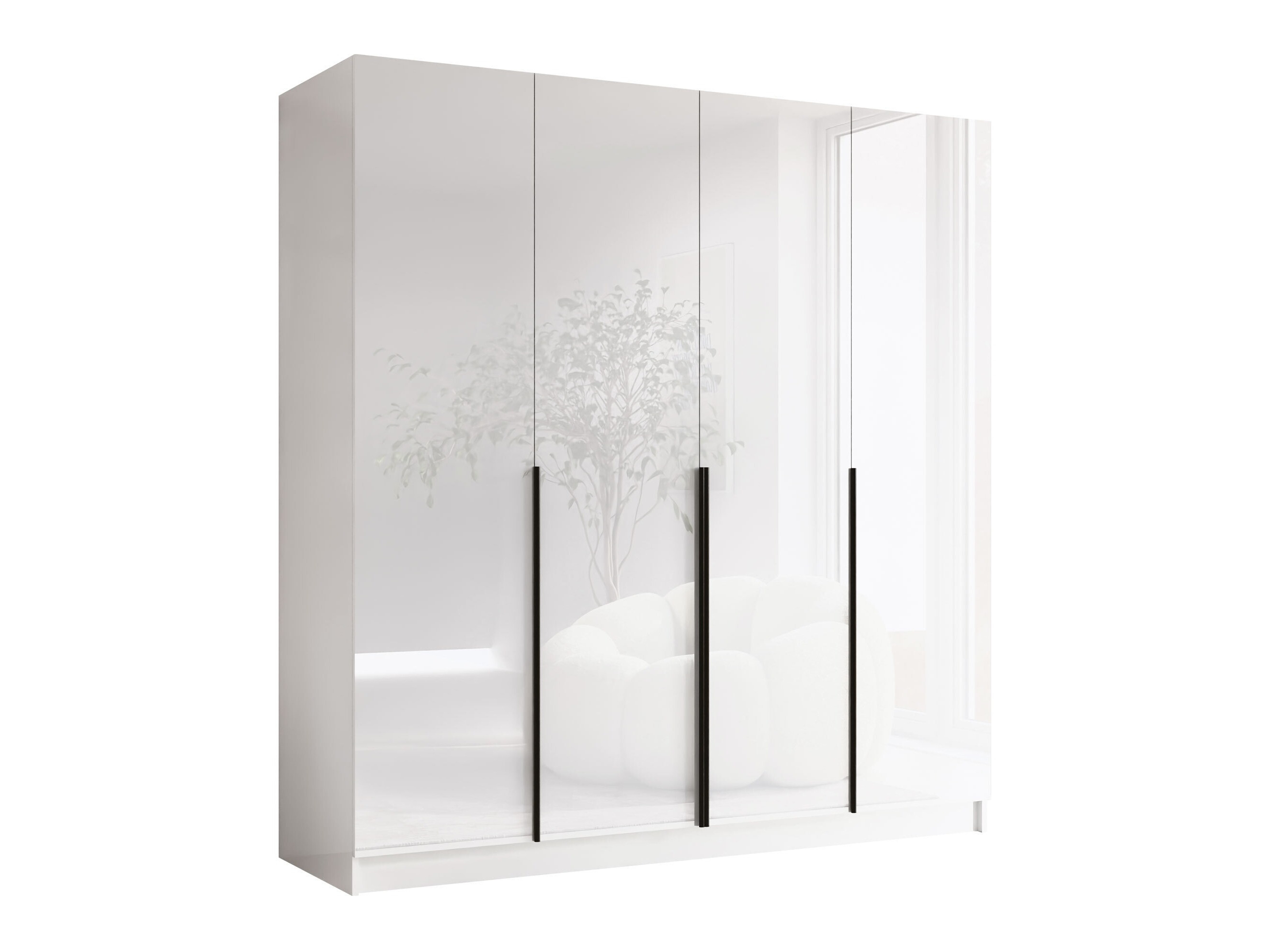 Wardrobe Closico Navor I (White + Glossy white)