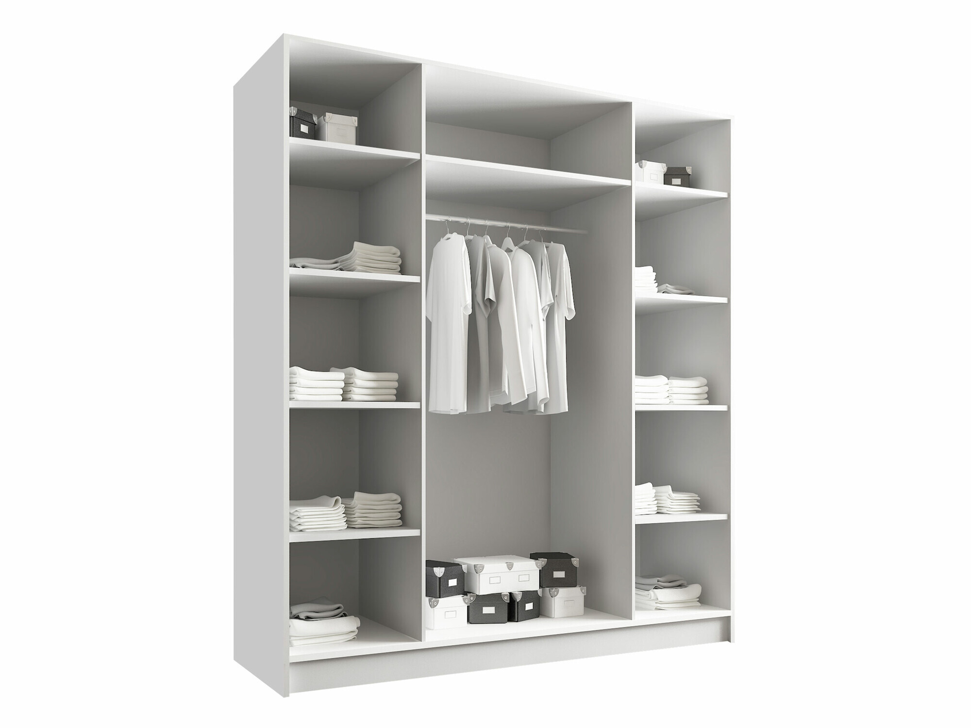 Wardrobe Closico Navor I (White + Glossy white)