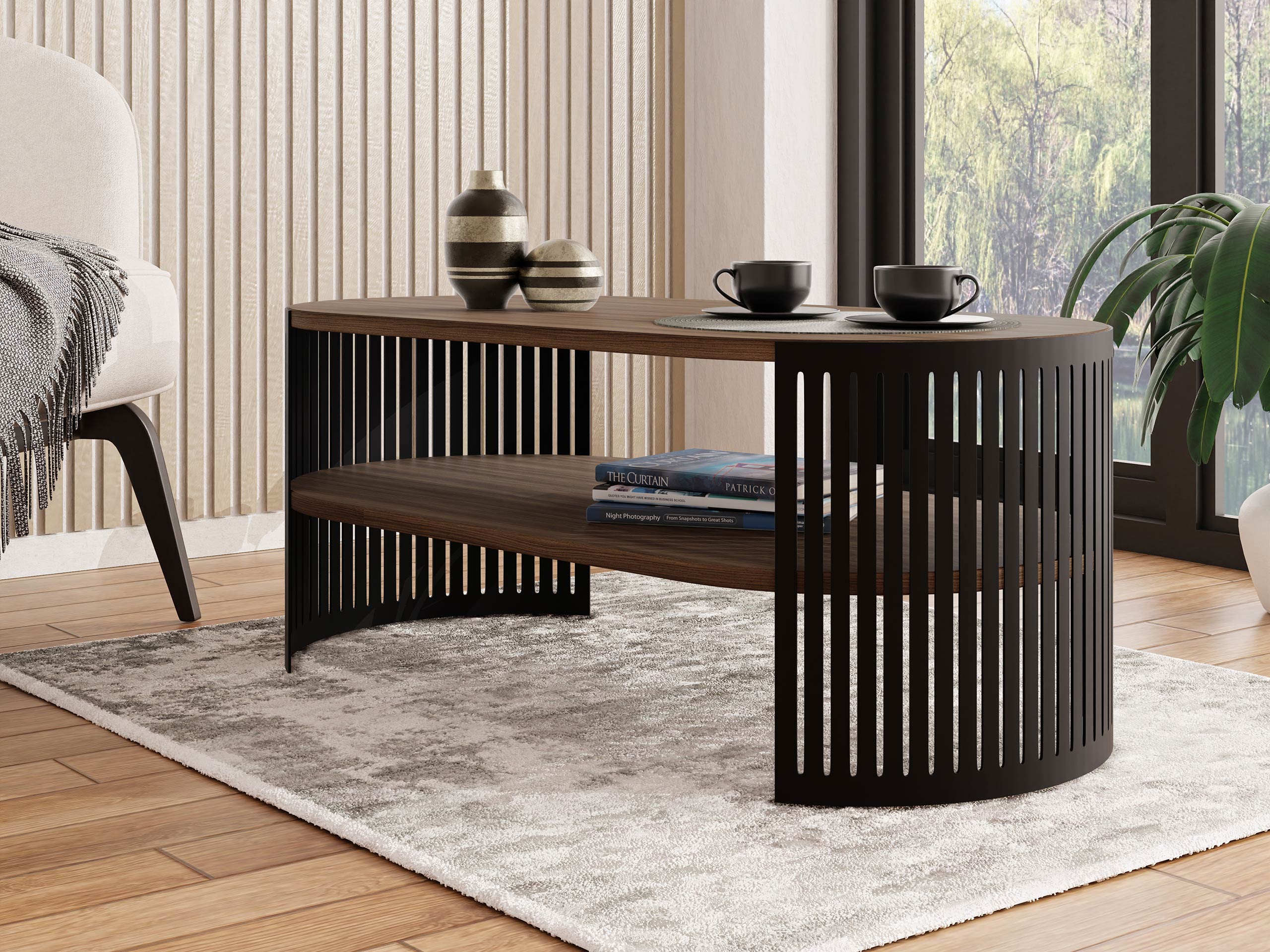 Coffee table Civer III (Black + Walnut)