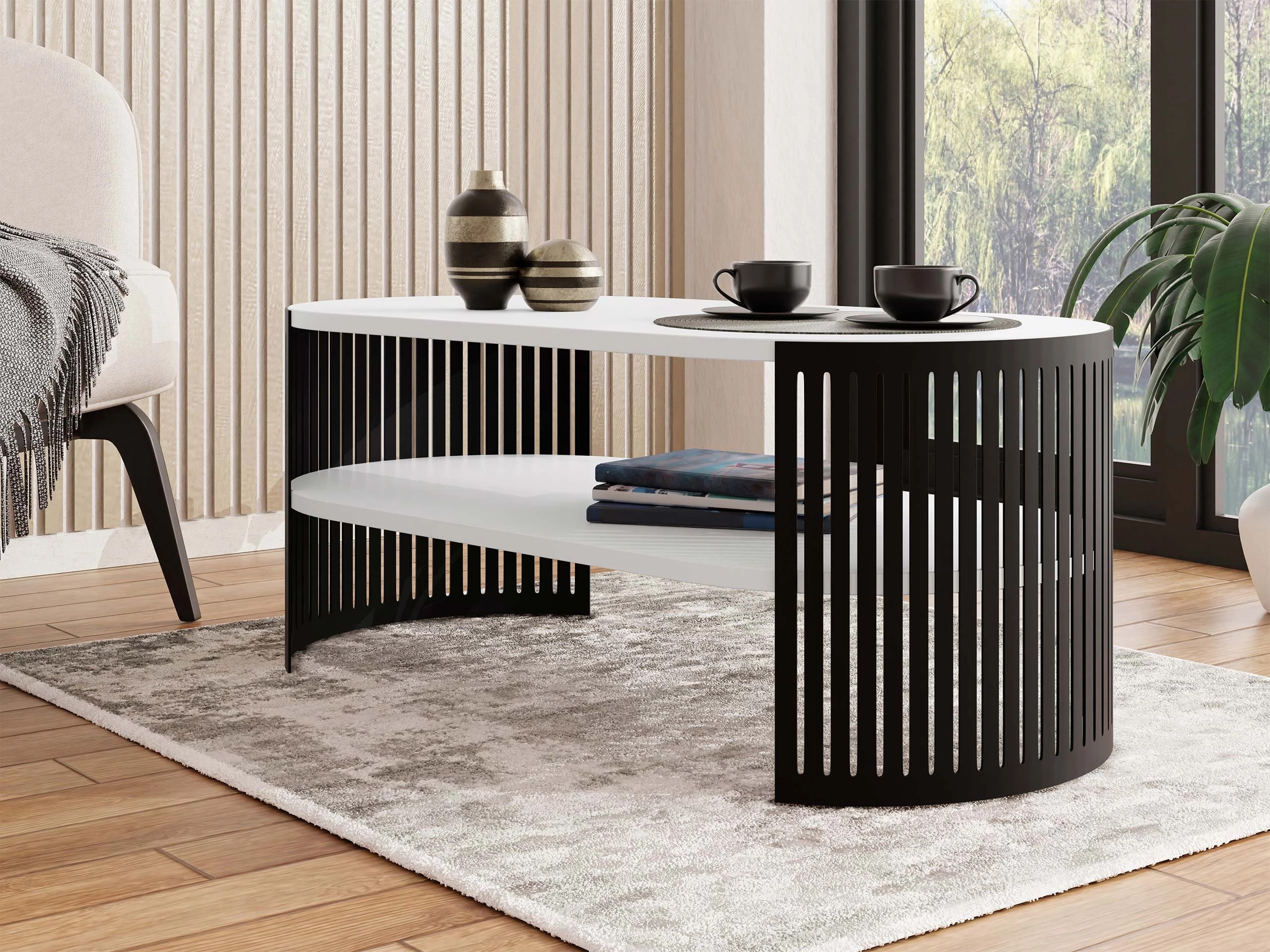 Coffee table Civer III (Black + White)