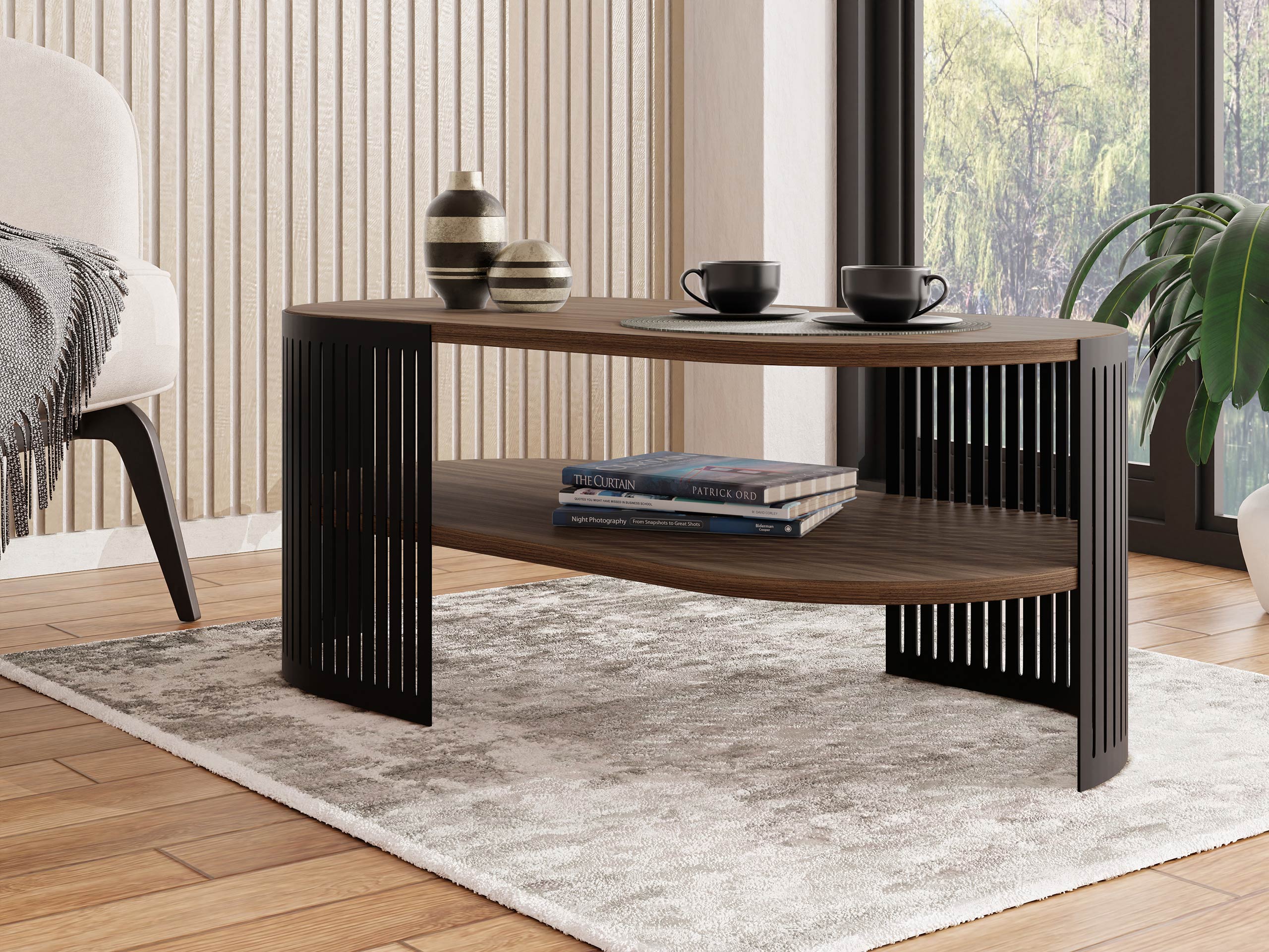 Coffee table Civer VI (Black + Walnut)