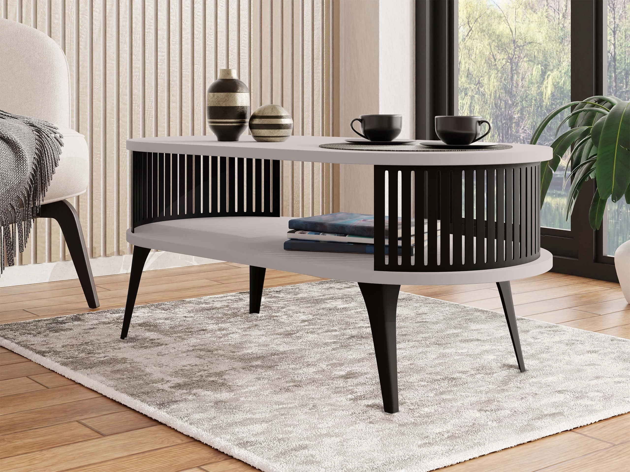 Coffee table Vitum III (Black + Cashmere)