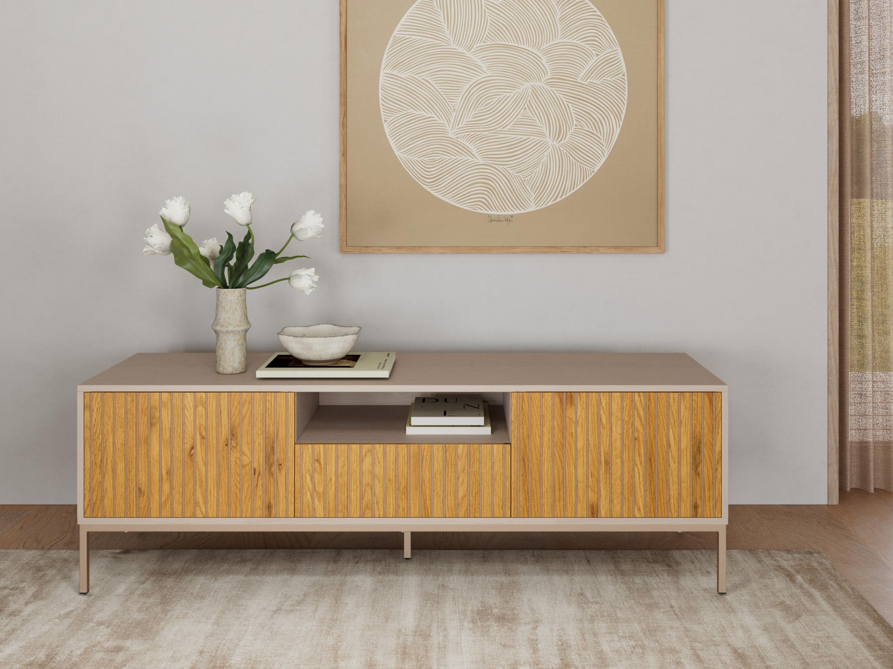 TV stand Norsica Sevferi 122 (Wild oak + Light grey)