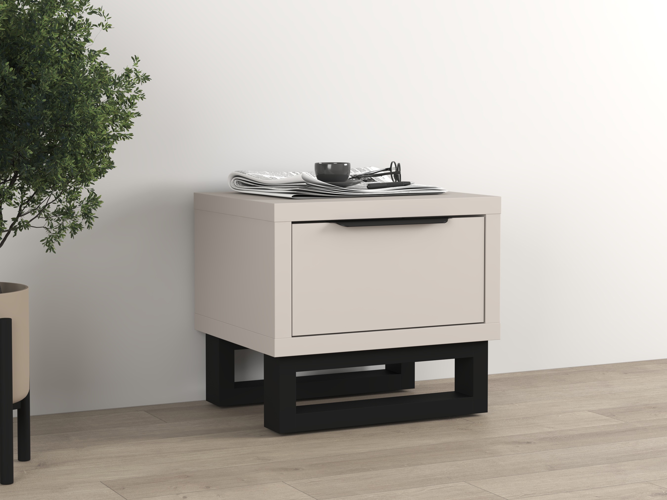 Bedside table Avicavu 123 (Cashmere + Black)