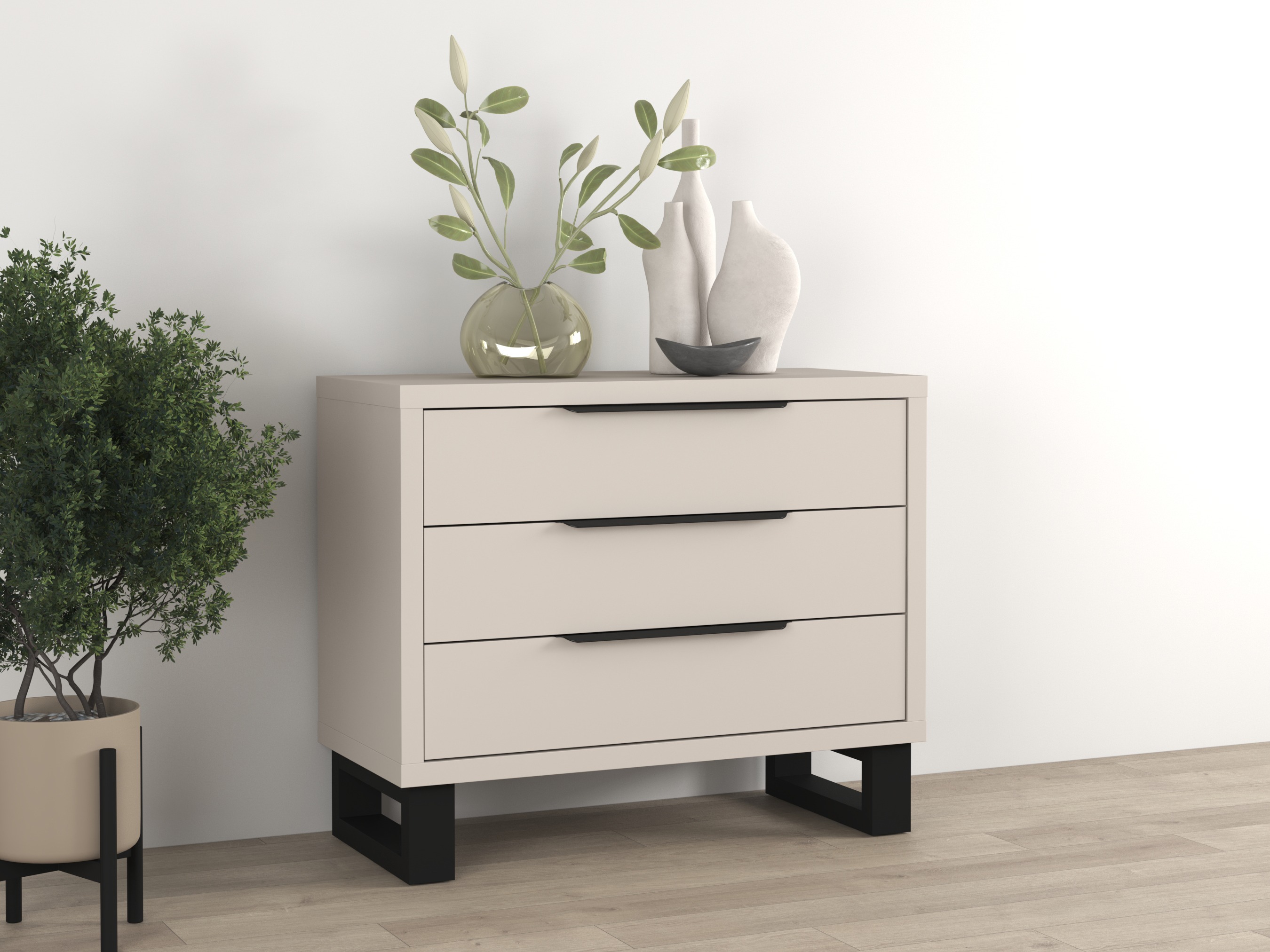 Chest of drawers Avicavu 124 (Cashmere + Black)