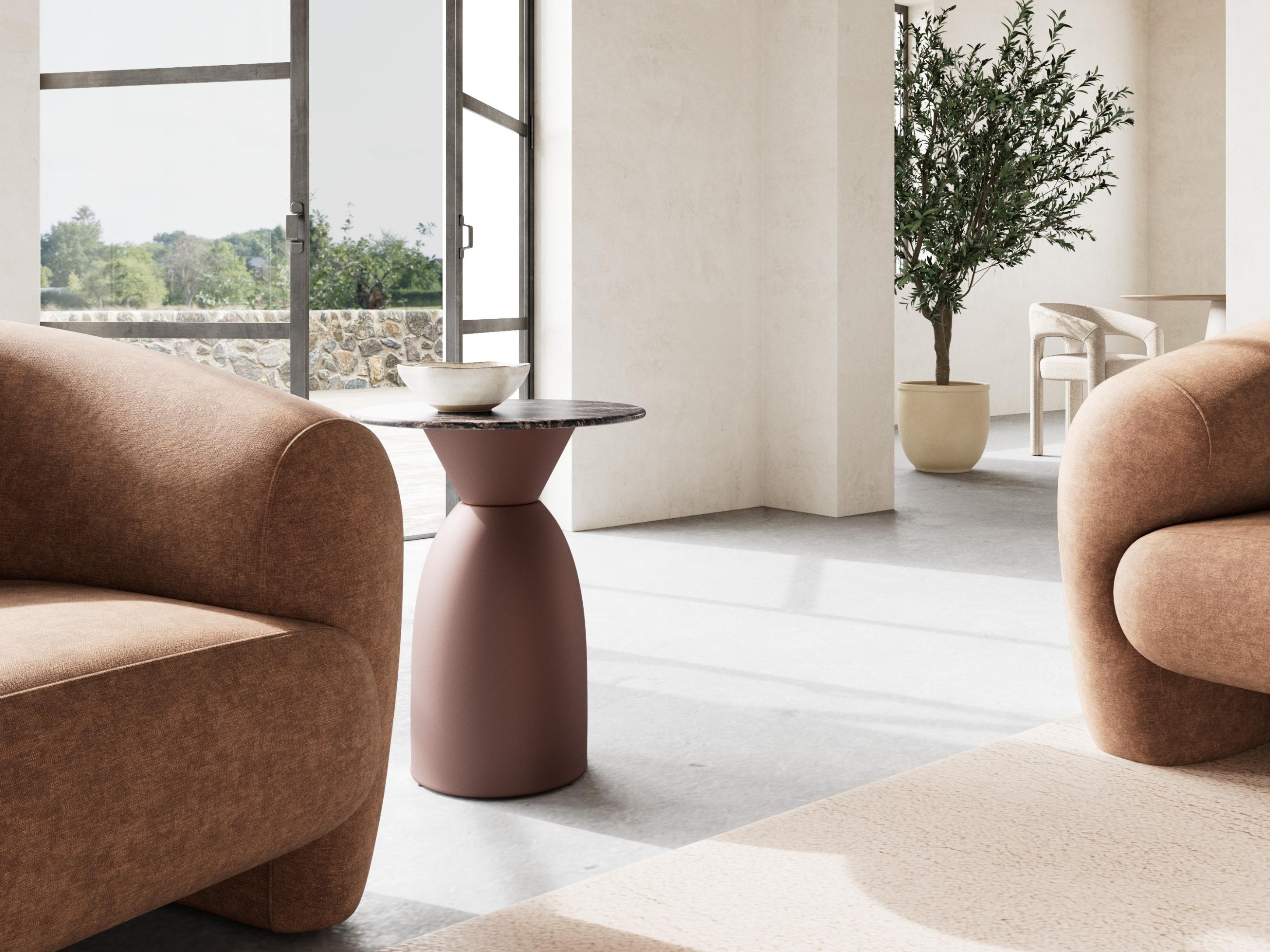 Side table Norsica 1074 (Brown + Brown marble)