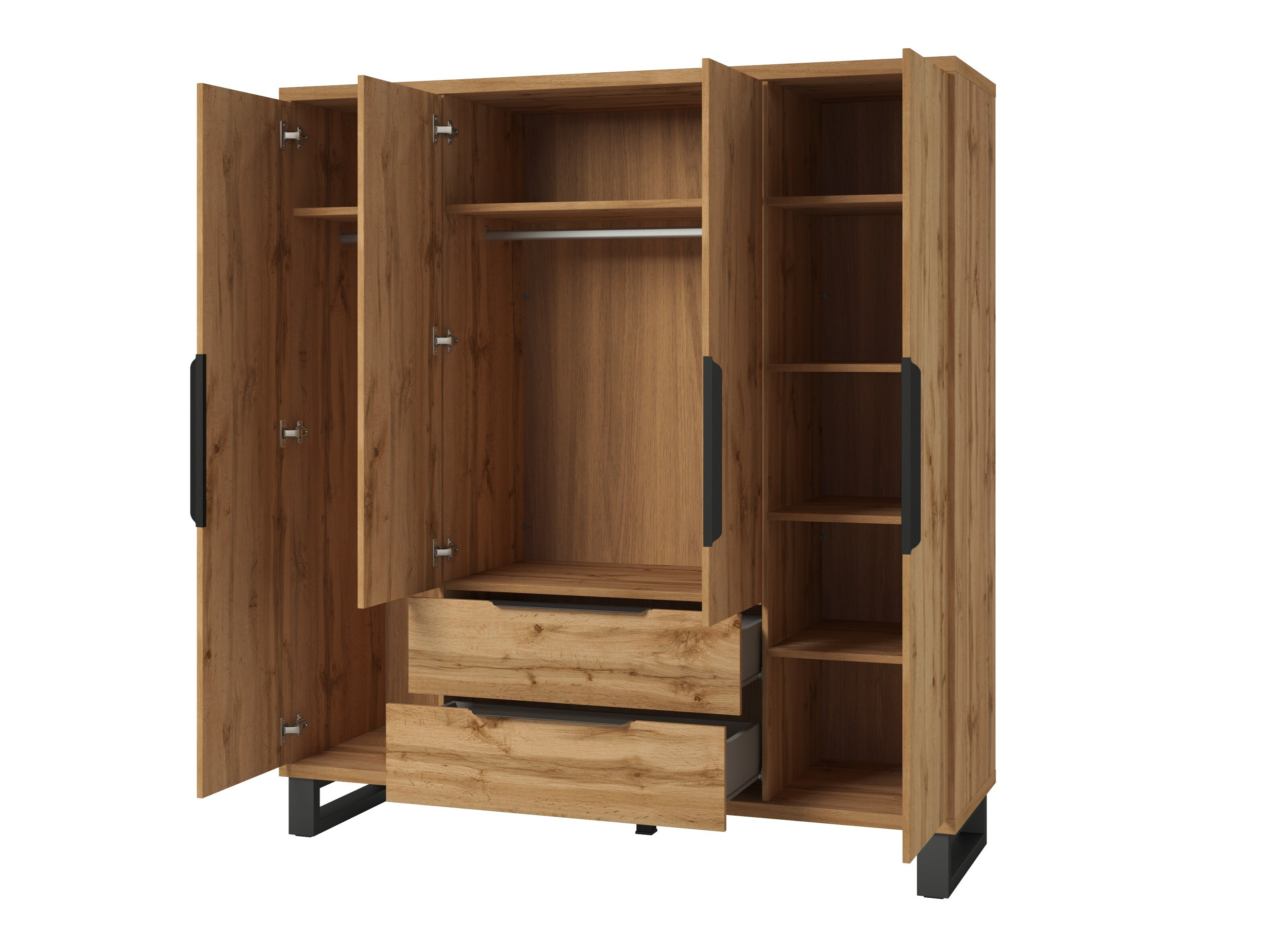 Wardrobe Avicavu 122 (Wotan Oak + Black)