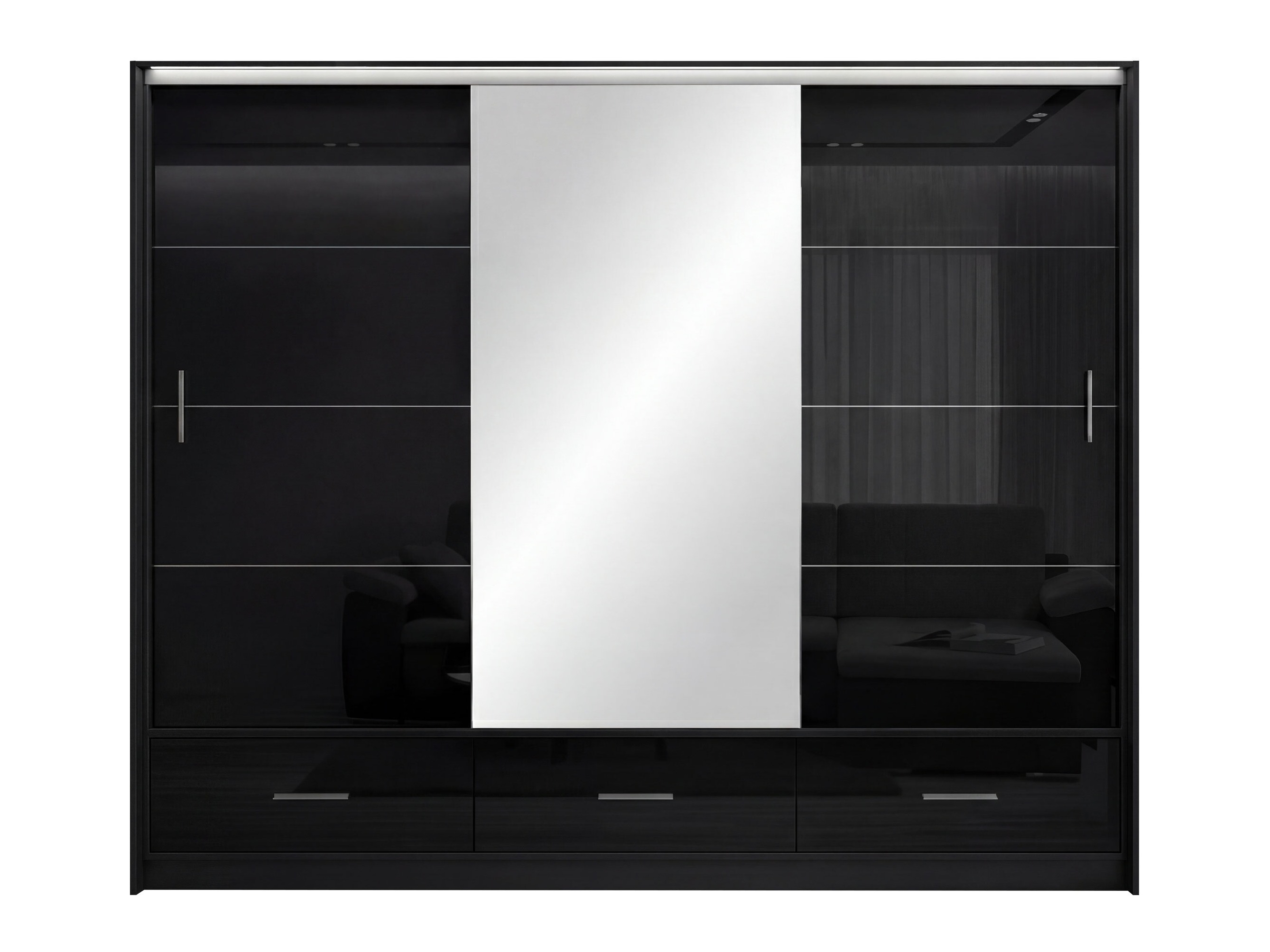 Wardrobe Honolulu 203 (Black + Glossy black)