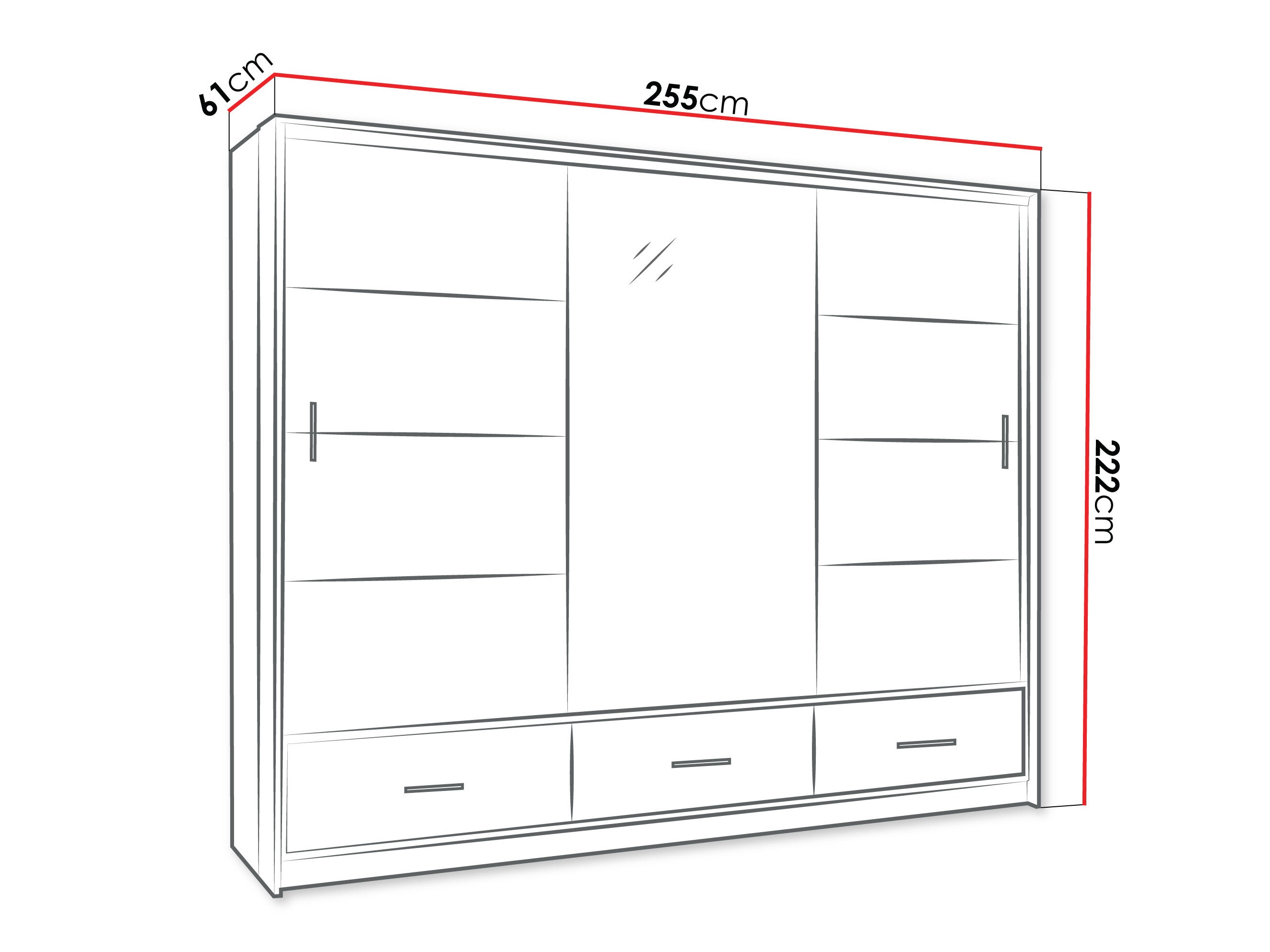 Wardrobe Honolulu 203 (White + Glossy white)