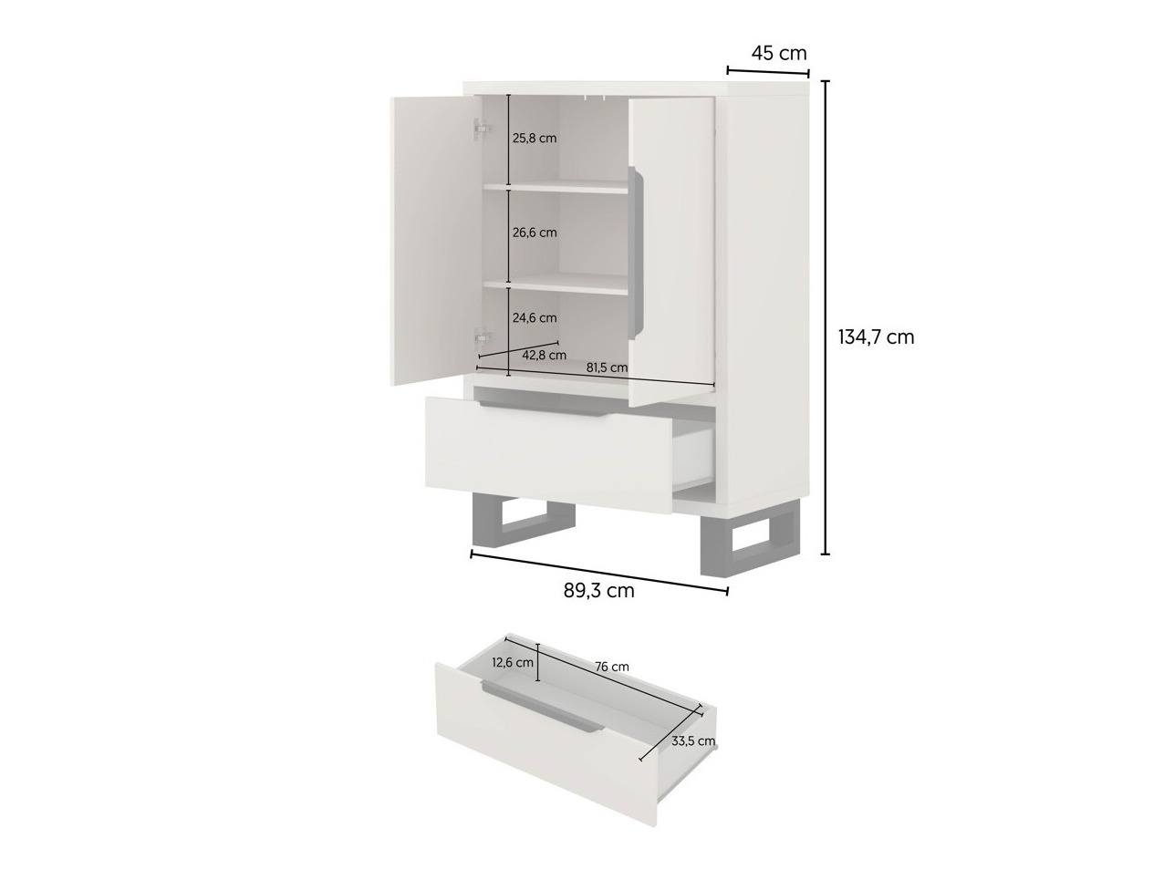 Chest of drawers Avicavu 128 (Cashmere + Black)