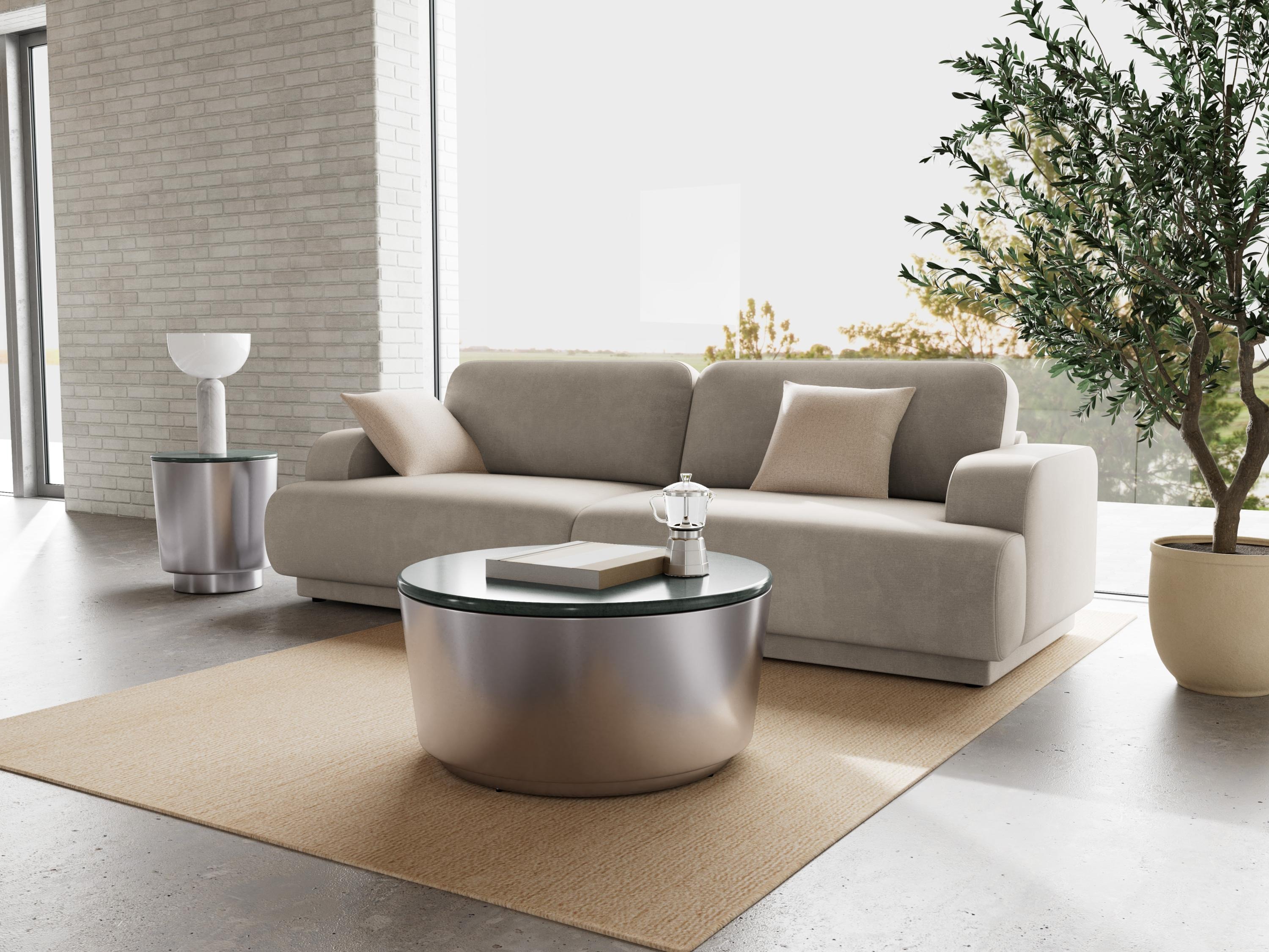 Side table Norsica 1083 (Silver + Green marble)