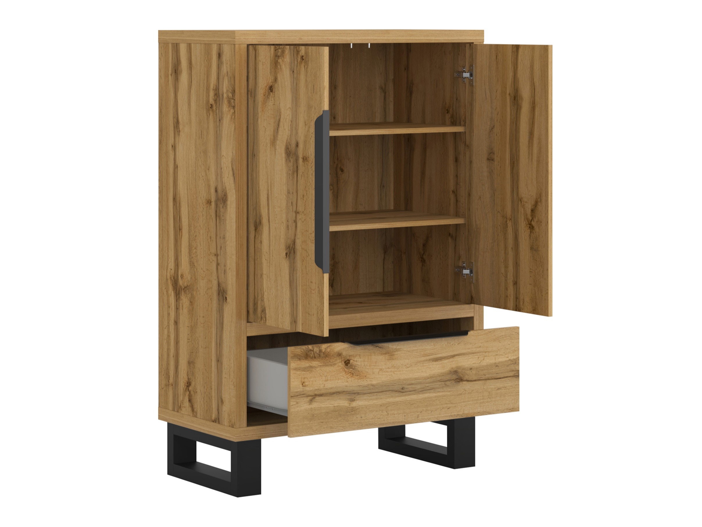 Chest of drawers Avicavu 128 (Wotan Oak + Black)
