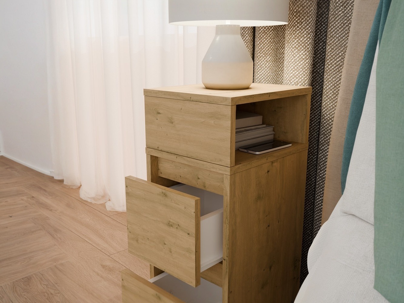 Bedside table Mandeville 373 (Artisan oak)
