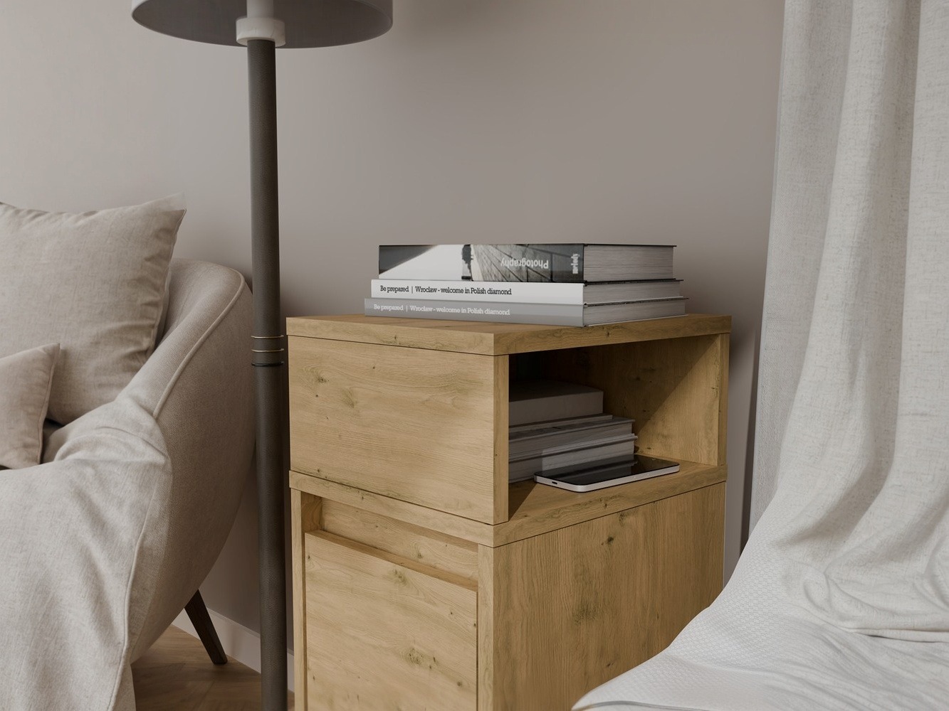 Bedside table Mandeville 373 (Artisan oak)