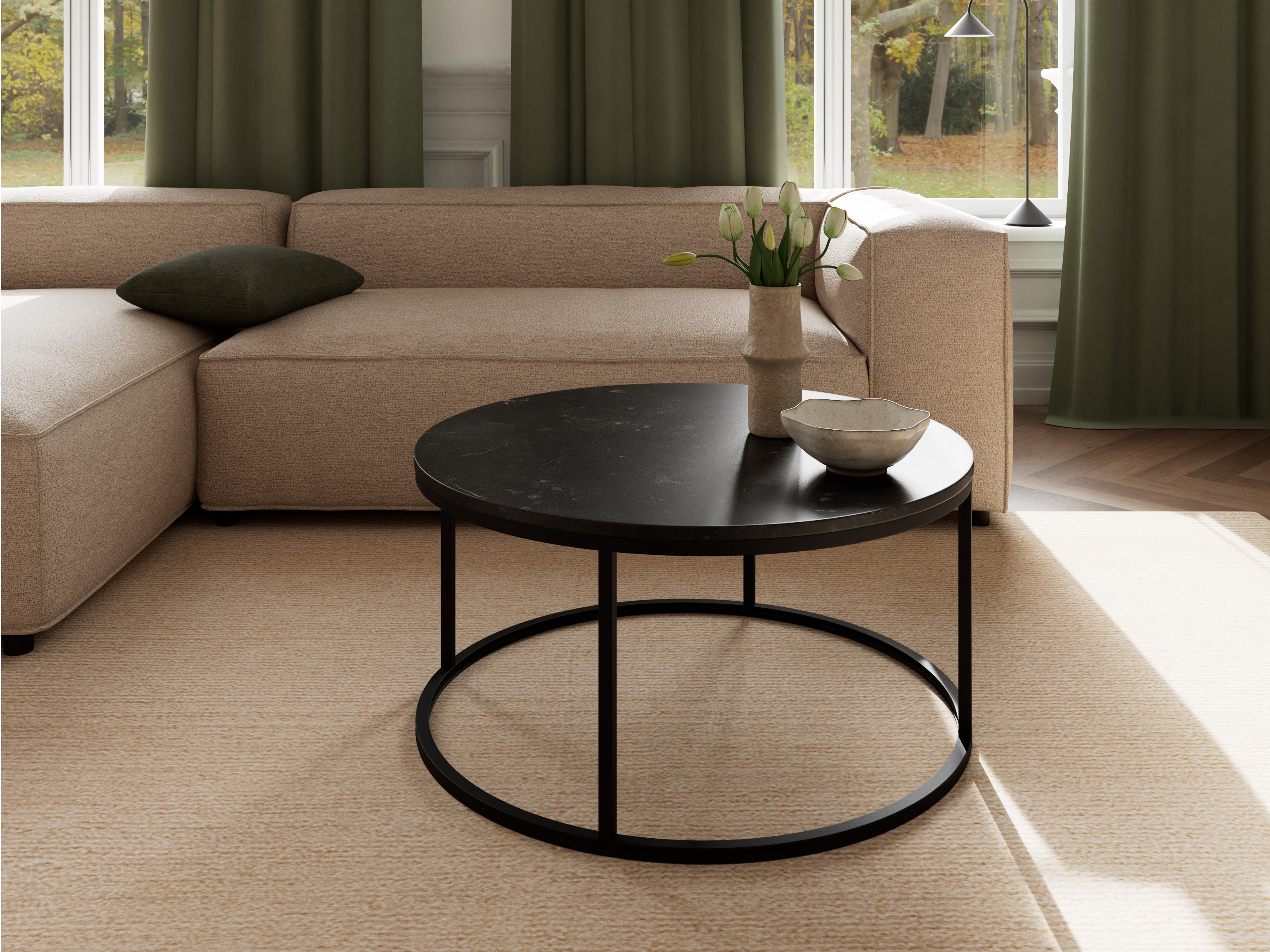 Coffee table Norsica 692 (Black + Black marble)
