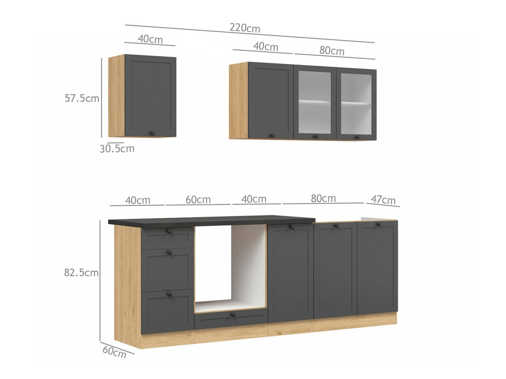 Modular kitchen set Classic Grey Oak 117