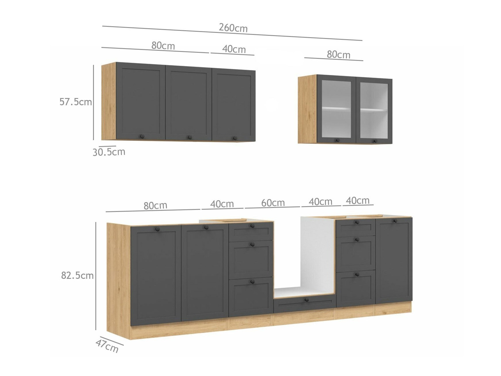 Modular kitchen set Classic Grey Oak 118
