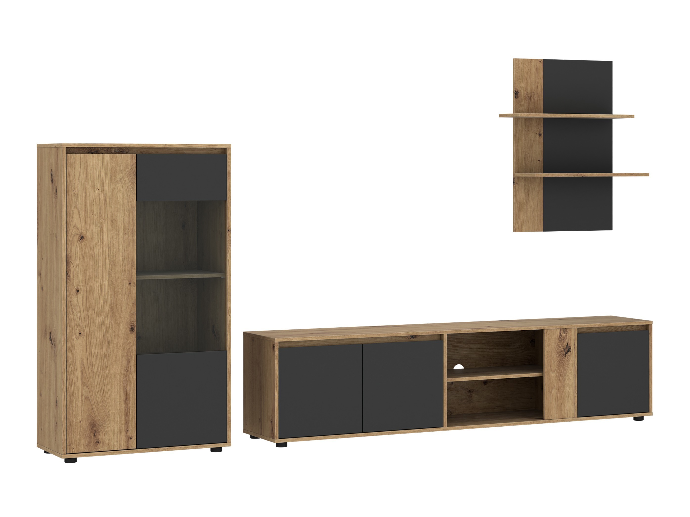 Living room set Ontario 226 (Anthracite + Artisan oak)