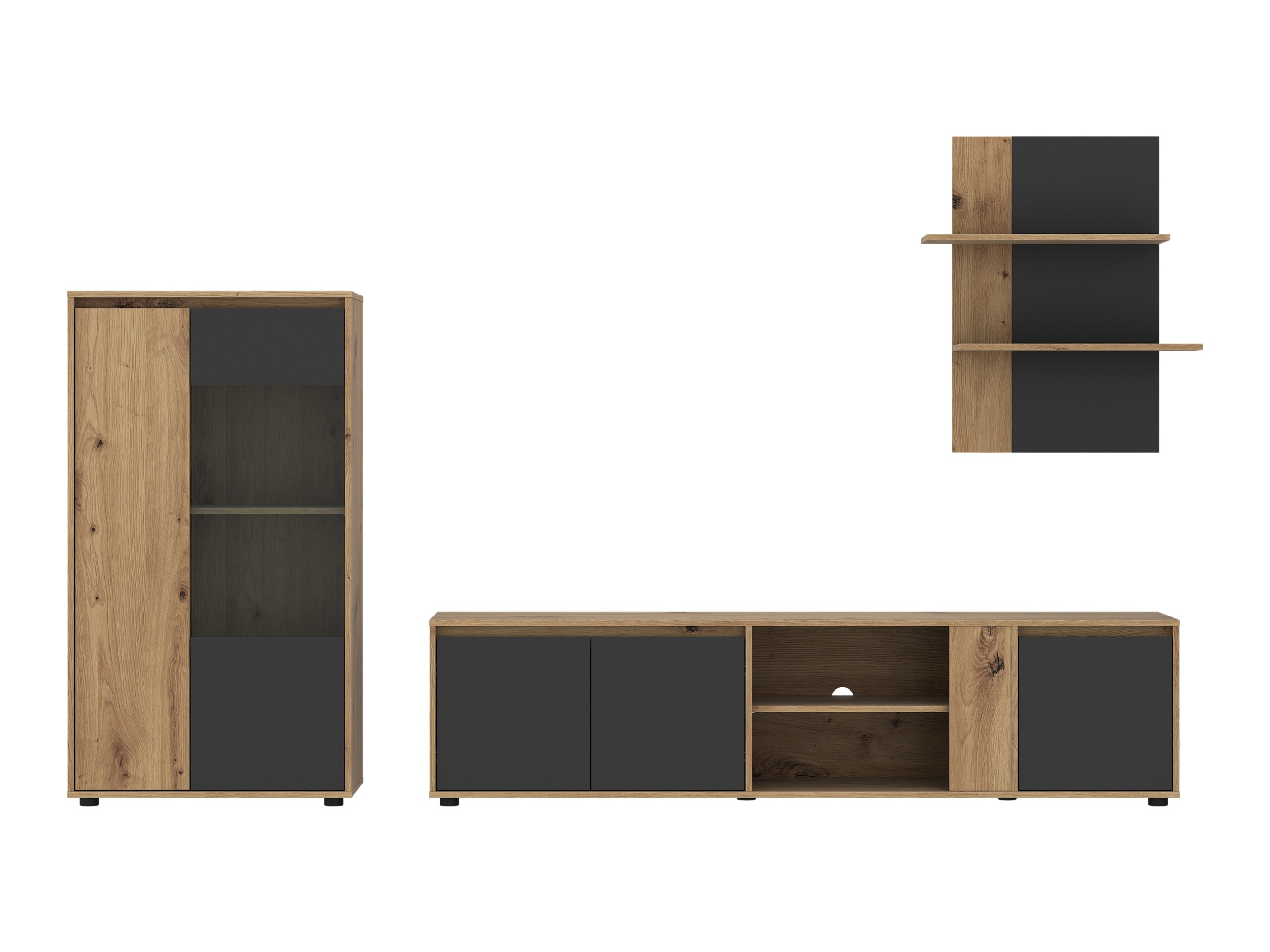 Living room set Ontario 226 (Anthracite + Artisan oak)