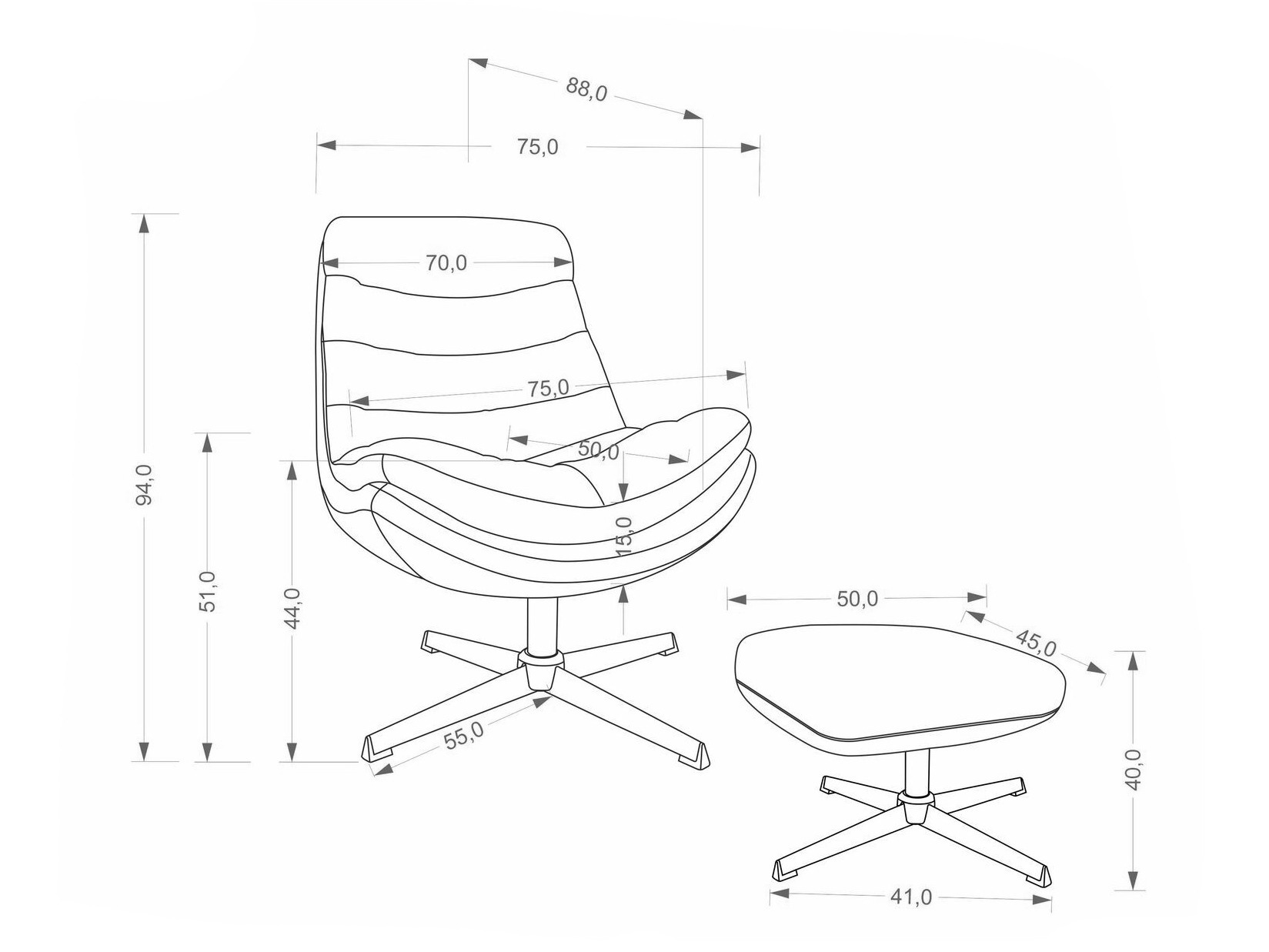 Armchair Houston 2134 (Grey)