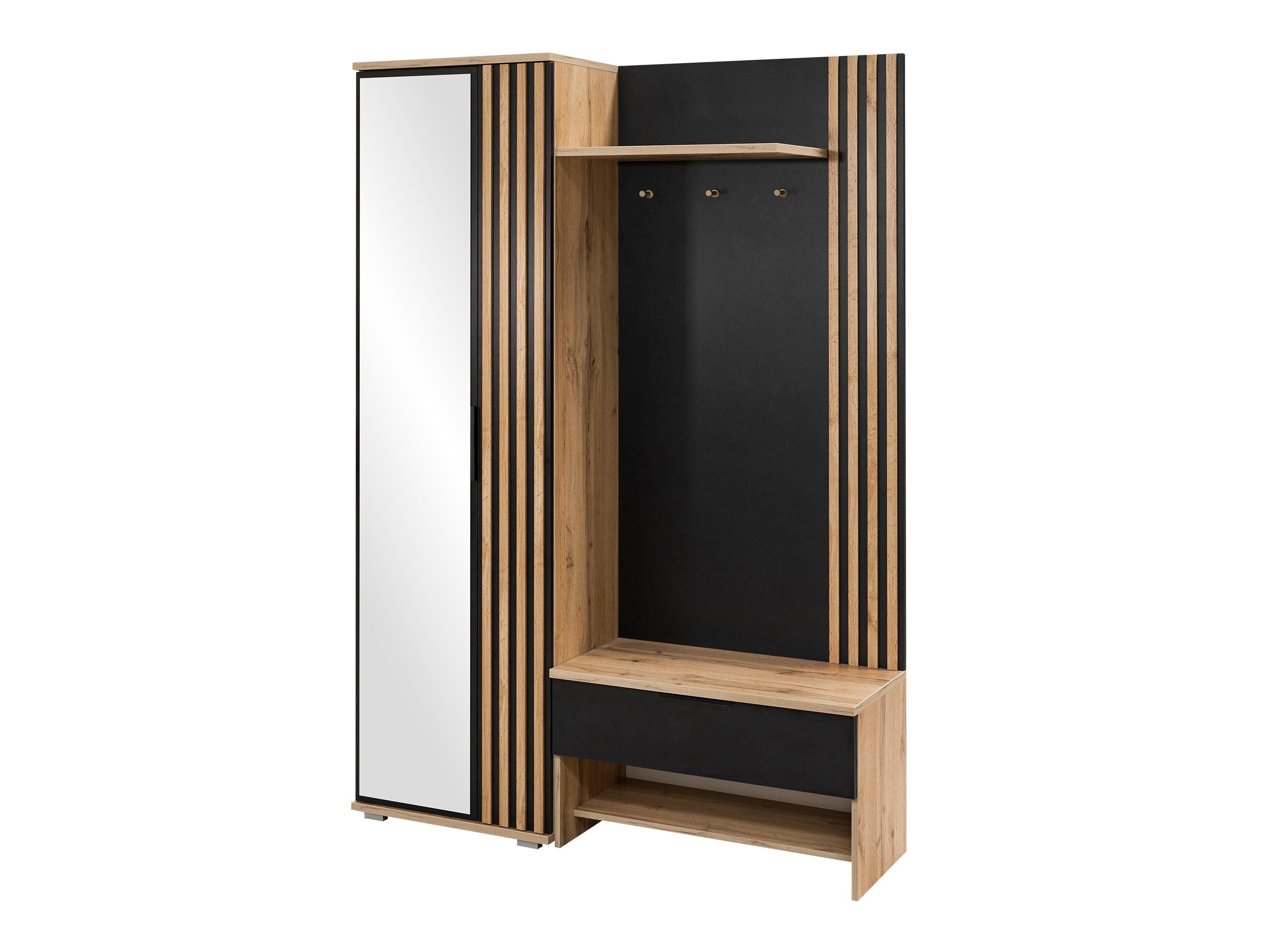 Hallway set Honolulu 161 (Black + Wotan Oak)