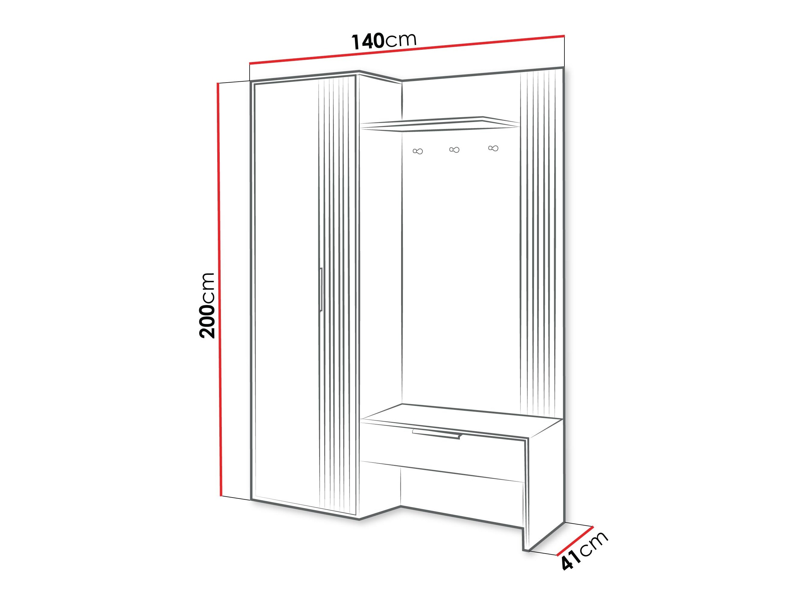 Hallway set Honolulu 161 (White + Wotan Oak)