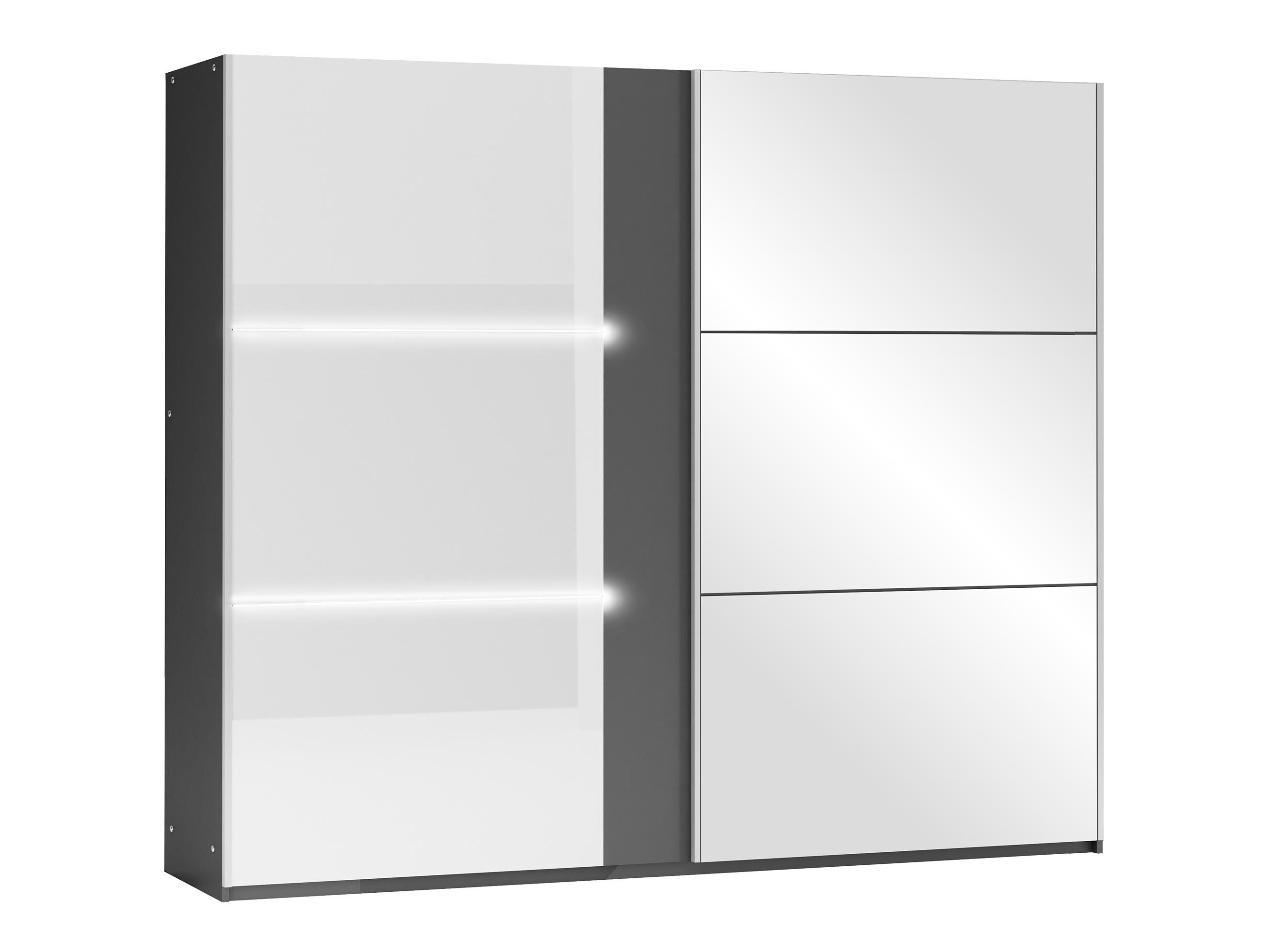 Wardrobe Honolulu 122 (Graphite + Glossy white)