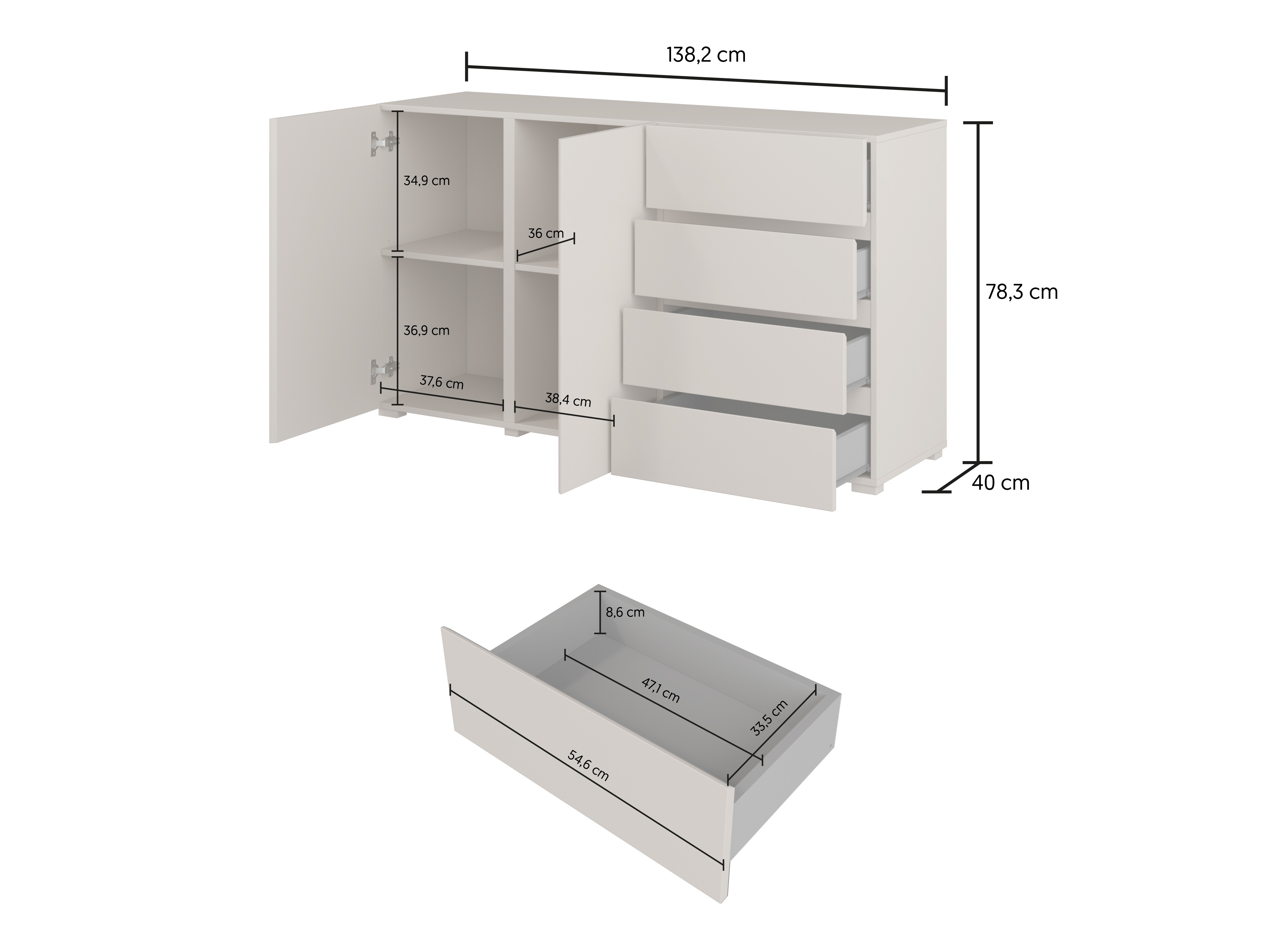 Chest of drawers Elbleve 101 (Cashmere)