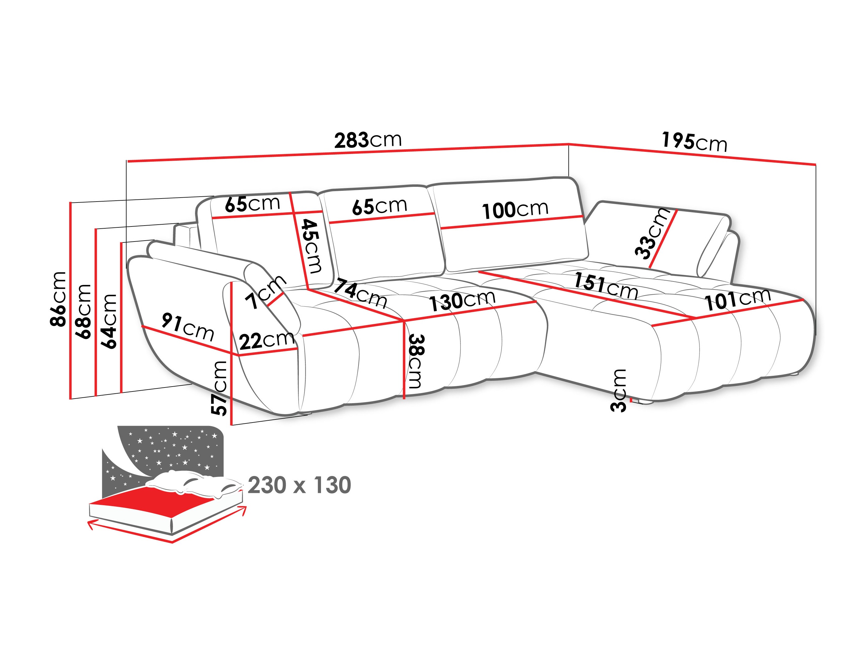 Corner sofa Camden 108 (Lumo 40)