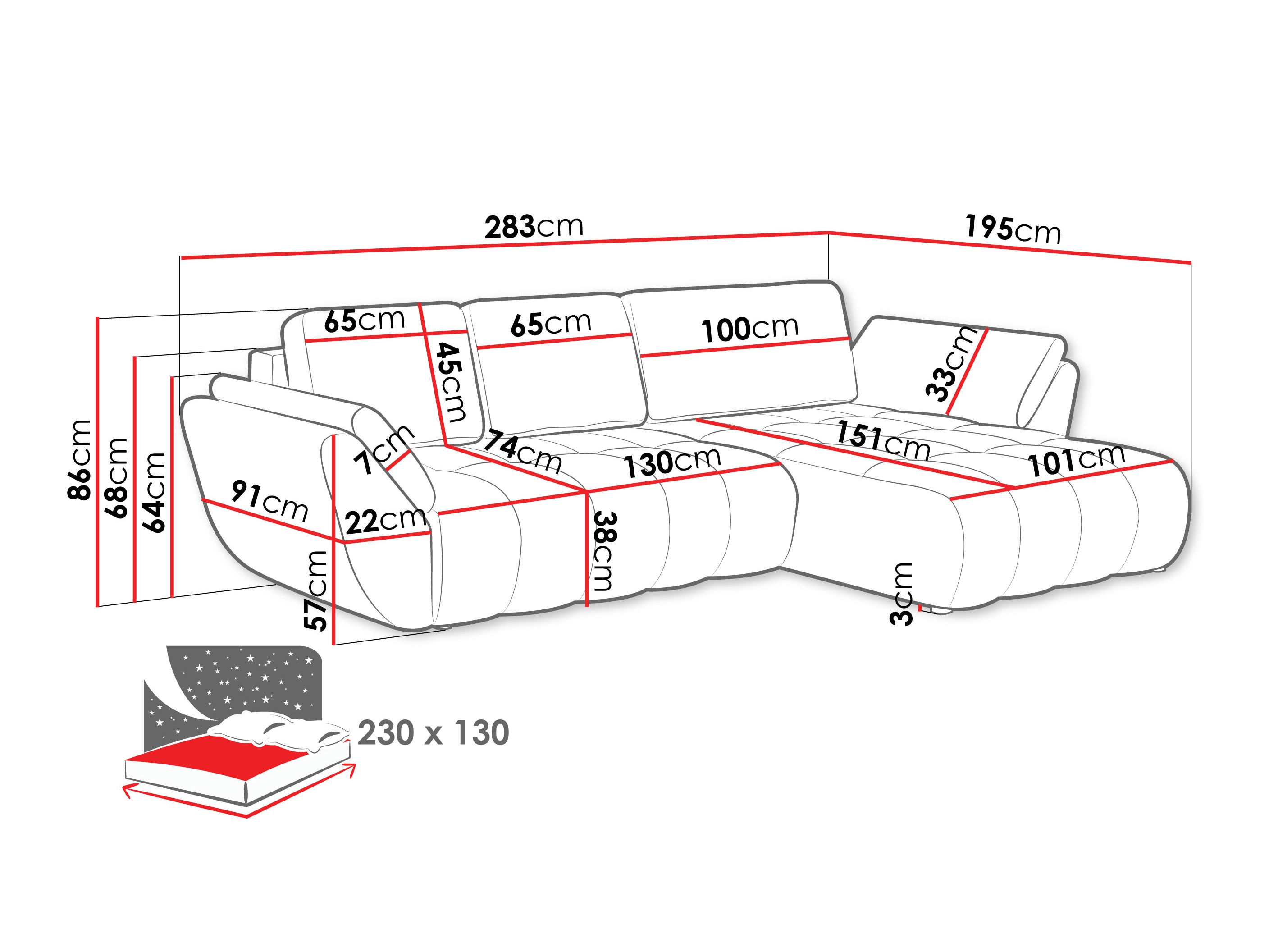 Corner sofa Camden 108 (Lumo 65)