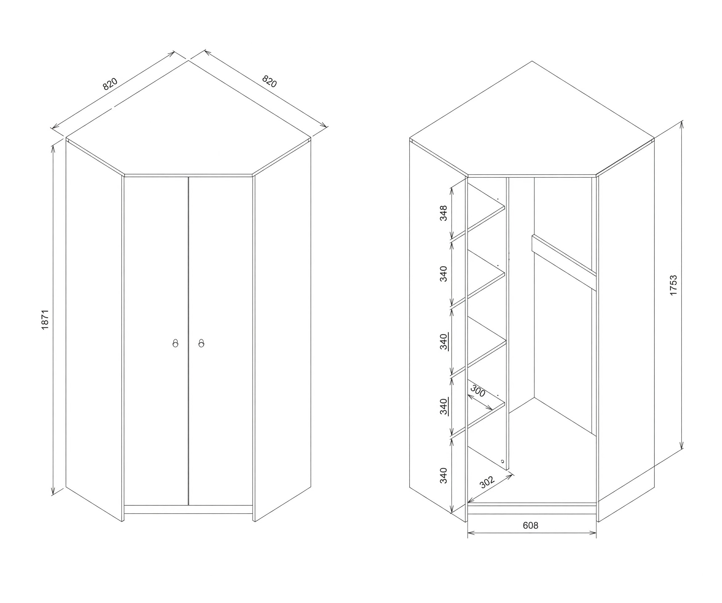 Corner wardrobe Morsevi 105