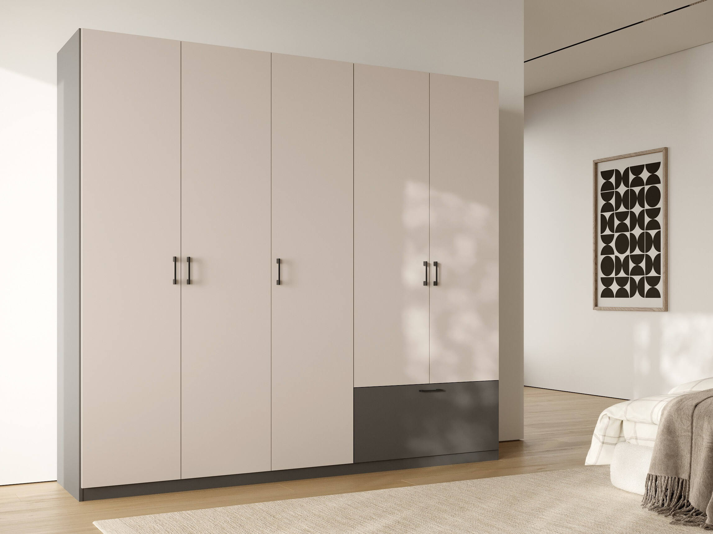 Wardrobe Bristol 249 (Anthracite + Cashmere)