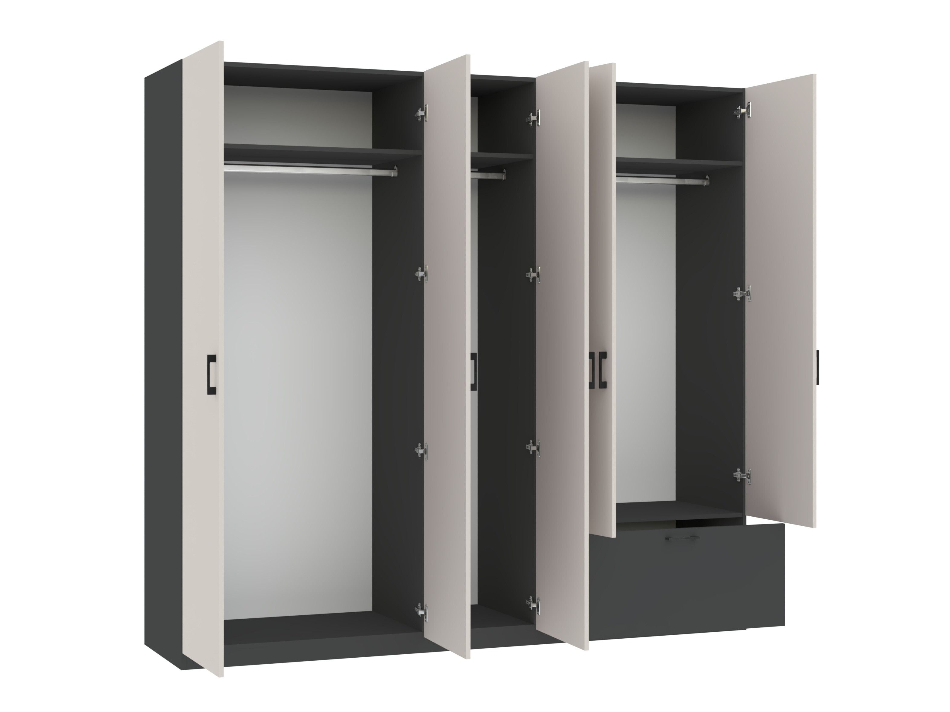 Wardrobe Bristol 249 (Anthracite + Cashmere)