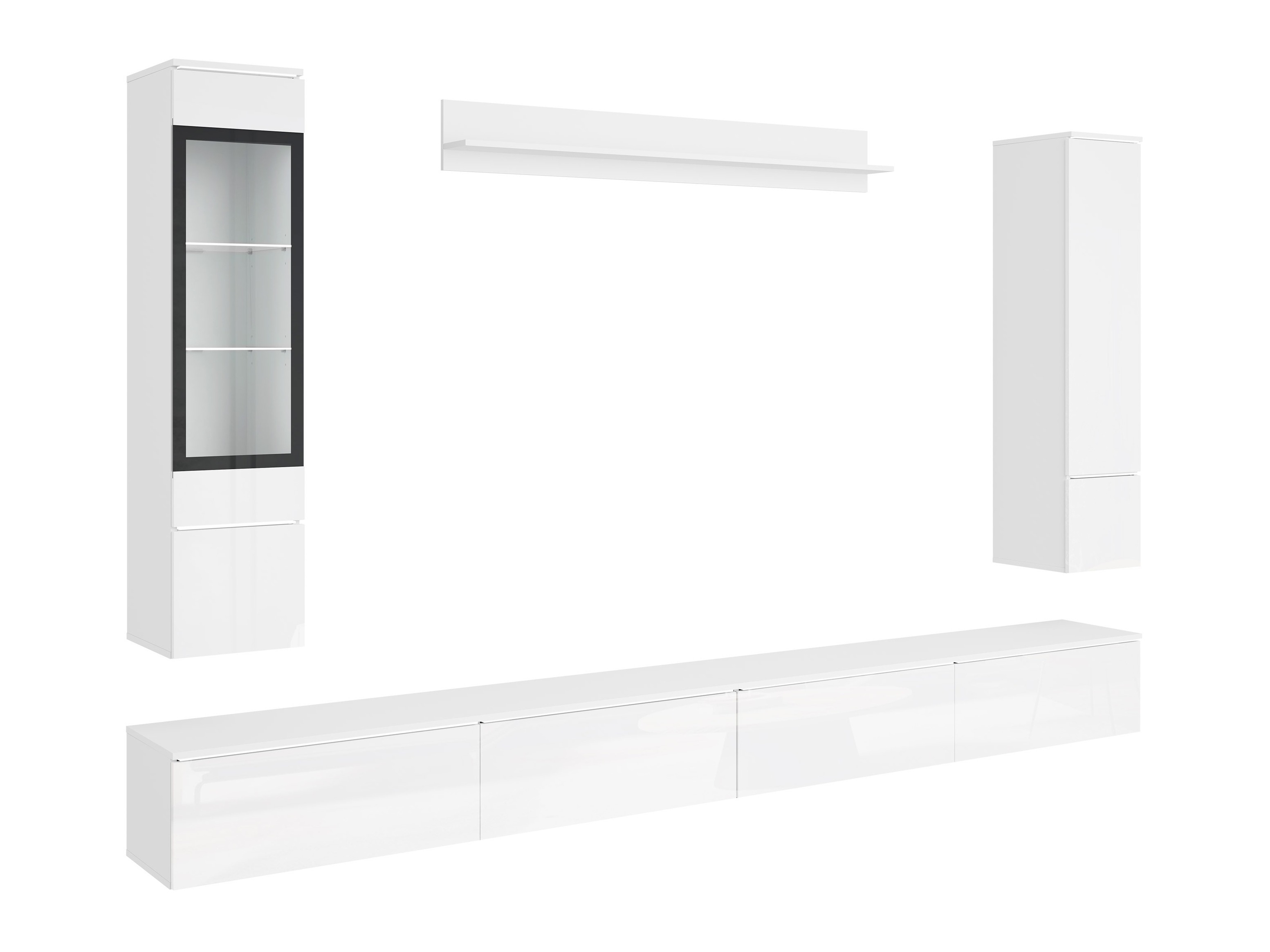 Living room set Mirfivo 110 (White + Glossy white)