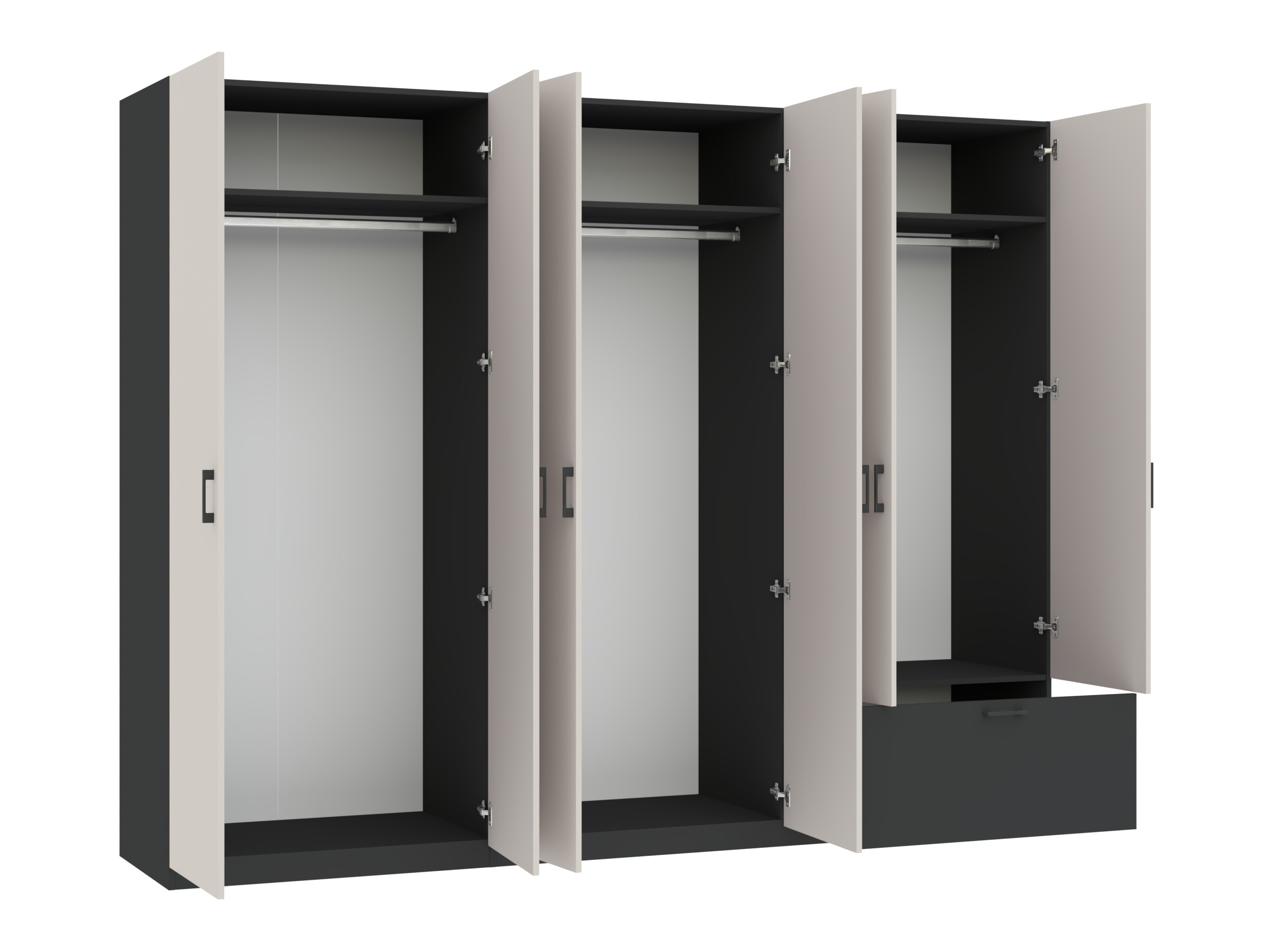 Wardrobe Bristol 250 (Anthracite + Cashmere)